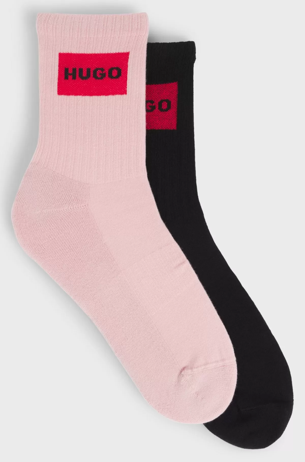 HUGO BOSS Pakke Med To Par Korte Strømper Med Røde Logomærkater Sort/pink Outlet