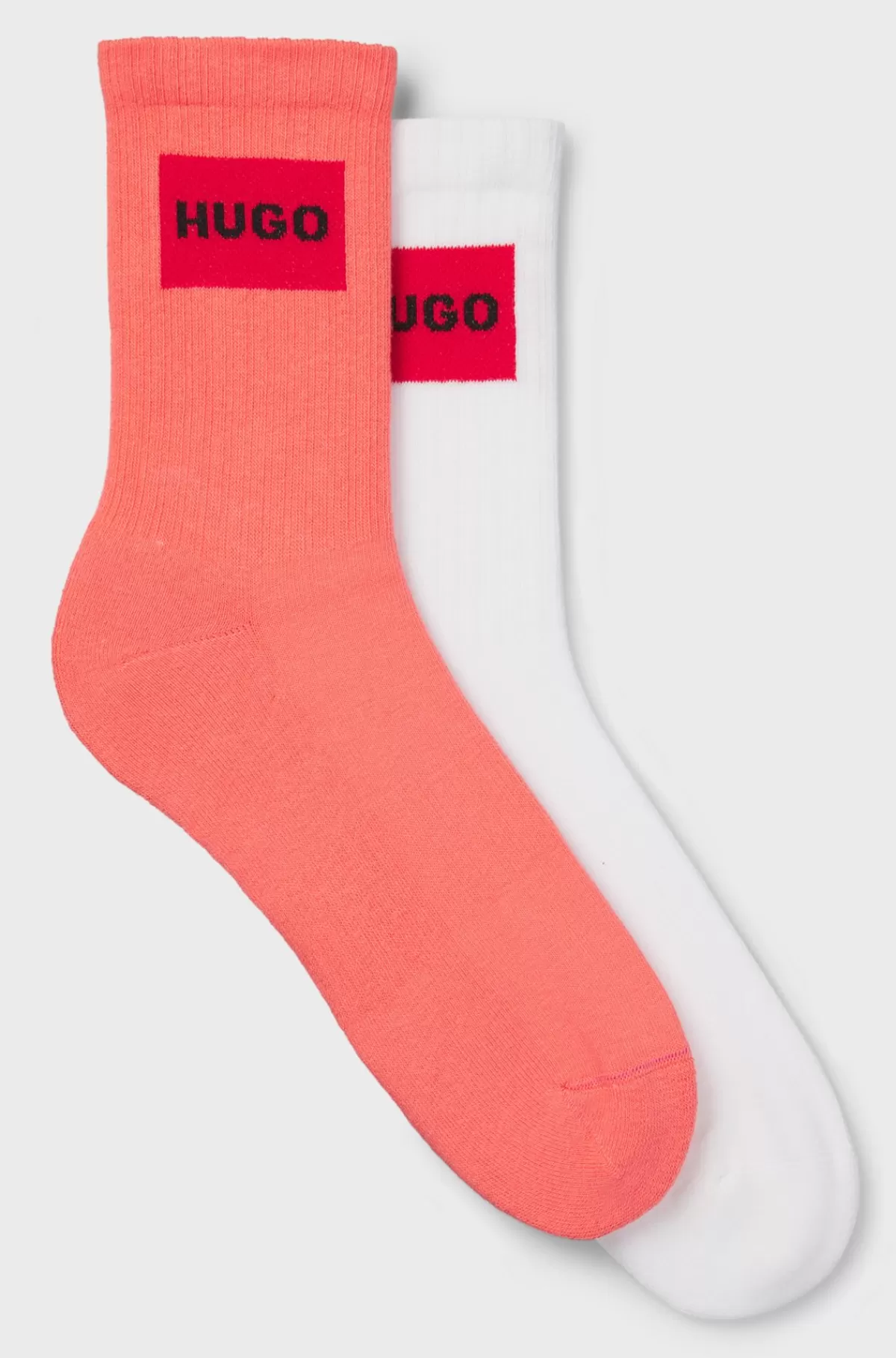 HUGO BOSS Pakke Med To Par Korte Strømper Med Røde Logomærkater Lyserød New