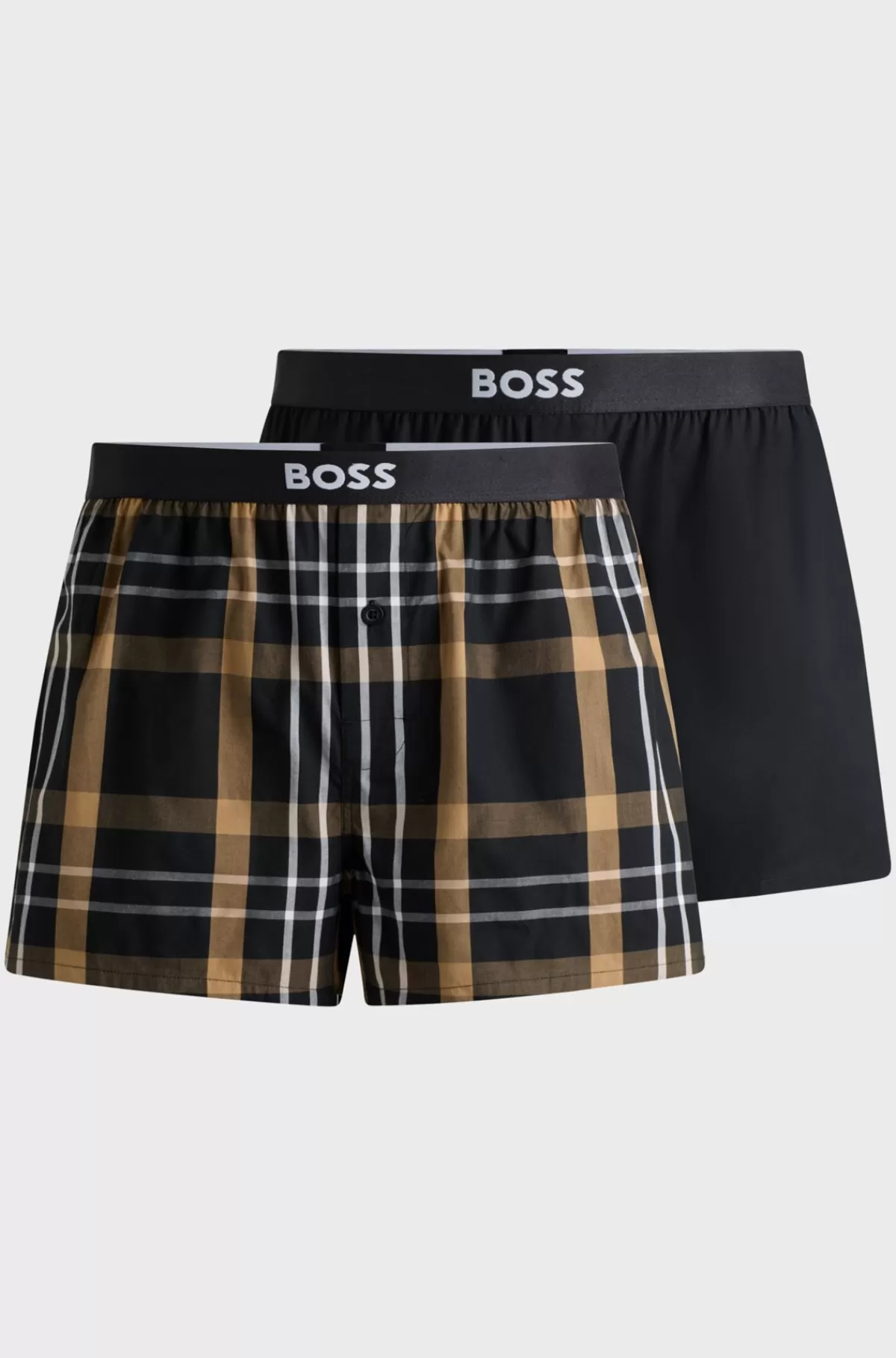 HUGO BOSS Pakke Med To Par Pyjamasshorts I Bomuld Med Logolinning Sort Hot