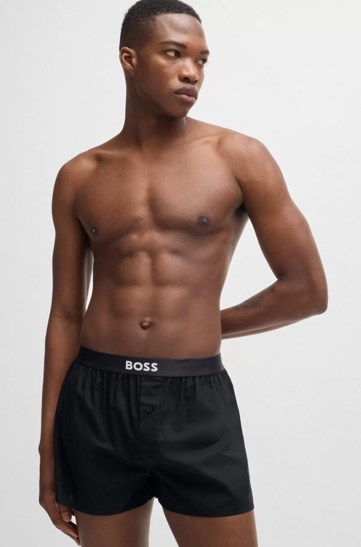 HUGO BOSS Pakke Med To Par Pyjamasshorts I Bomuld Med Logolinning Sort Hot