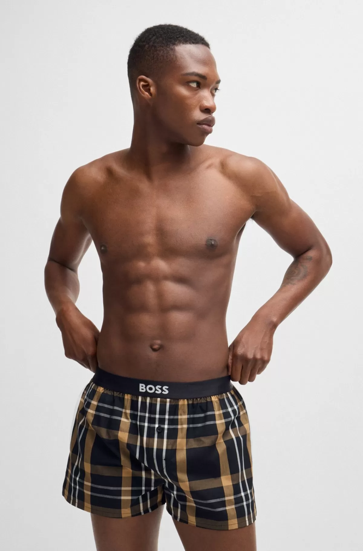 HUGO BOSS Pakke Med To Par Pyjamasshorts I Bomuld Med Logolinning Sort Hot