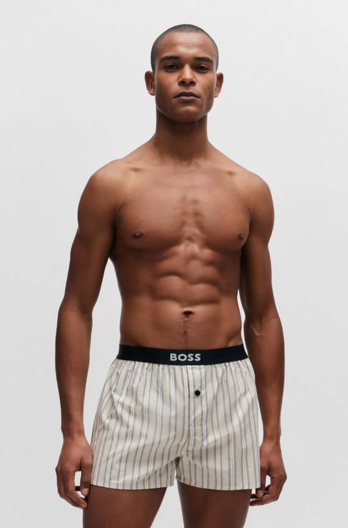 HUGO BOSS Pakke Med To Par Pyjamasshorts I Bomuld Med Logolinning Beige Fashion