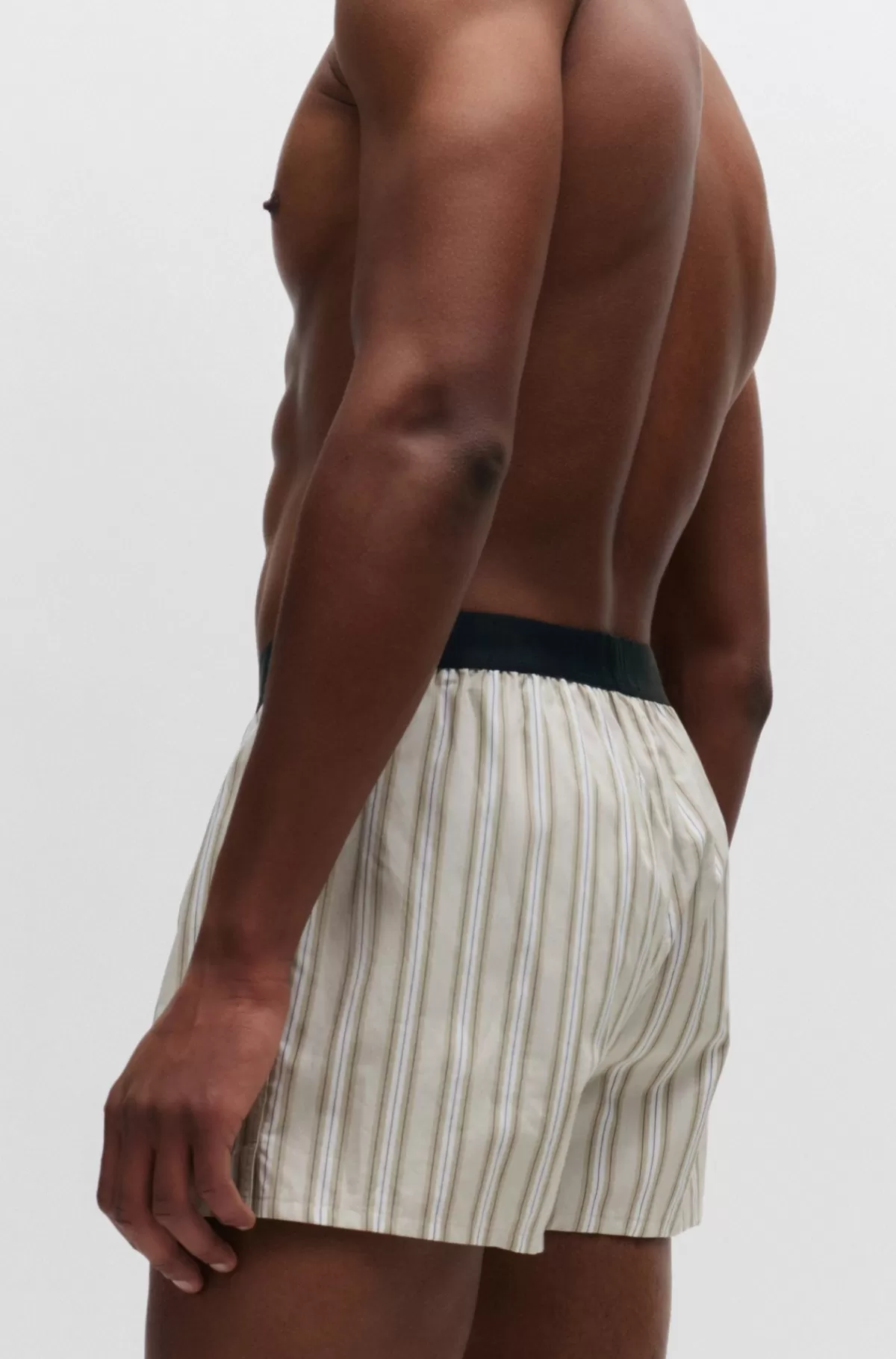 HUGO BOSS Pakke Med To Par Pyjamasshorts I Bomuld Med Logolinning Beige Fashion