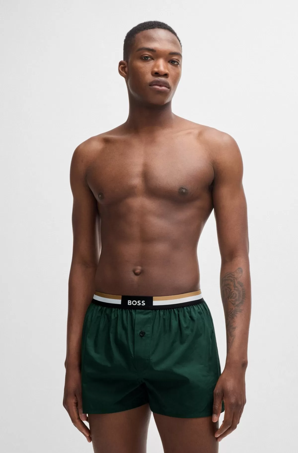 HUGO BOSS Pakke Med To Par Pyjamasshorts I Bomuld Med Signaturlinning Lysegrøn Online