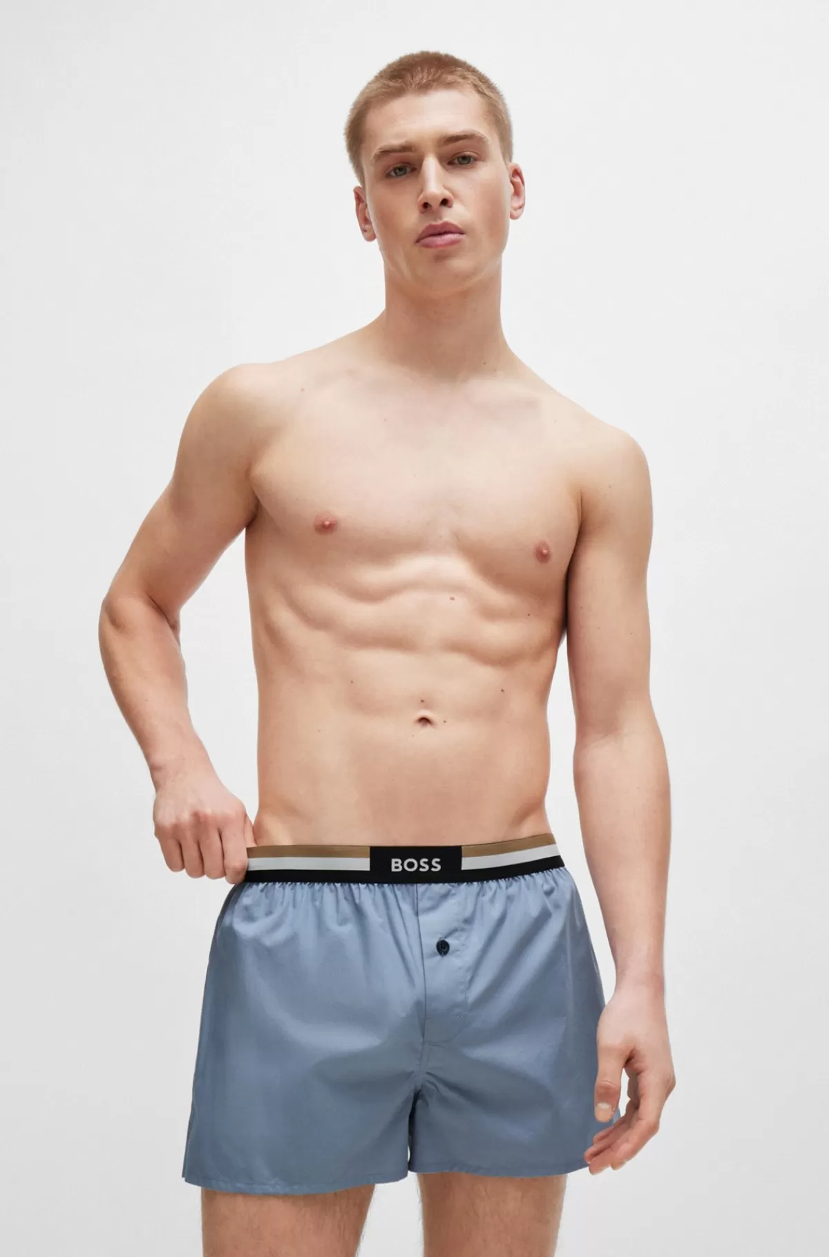 HUGO BOSS Pakke Med To Par Pyjamasshorts I Bomuld Med Signaturlinning Blå Discount
