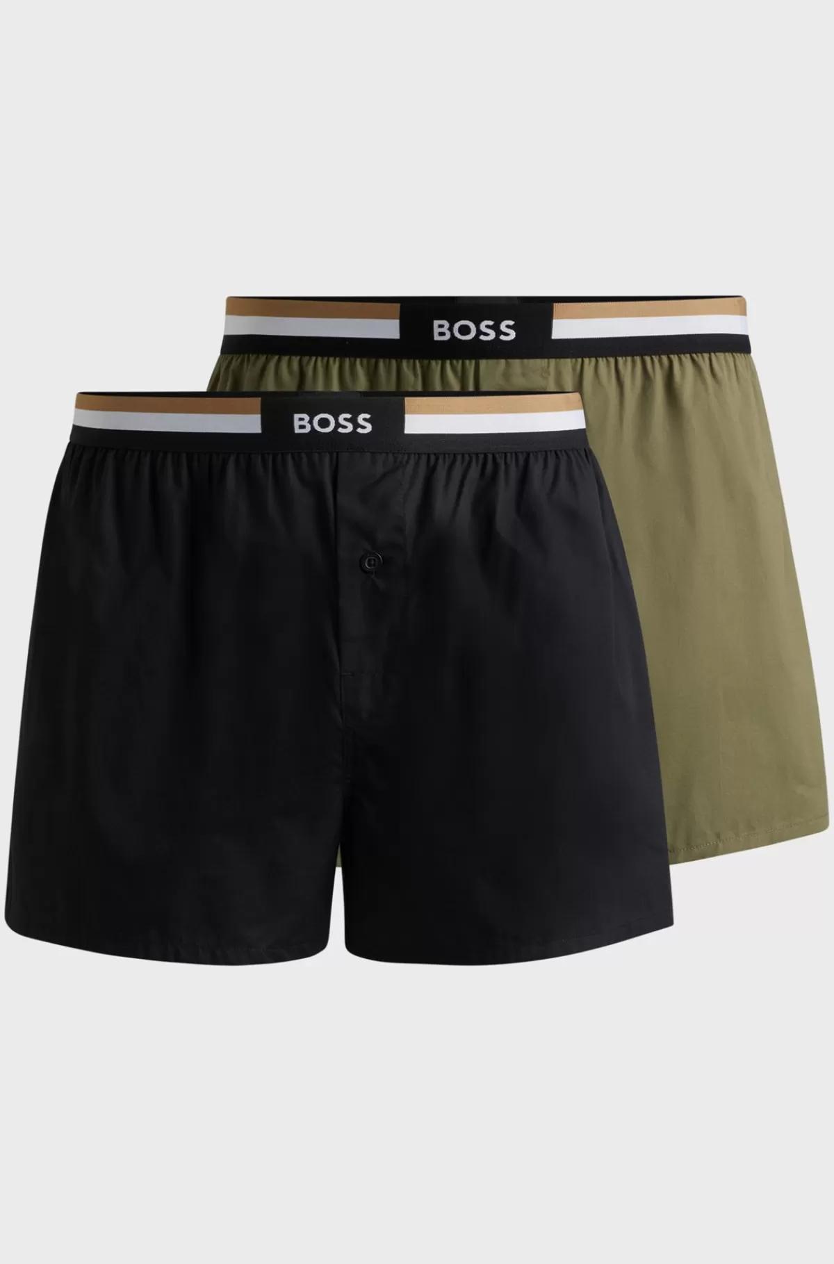 HUGO BOSS Pakke Med To Par Pyjamasshorts I Bomuld Med Signaturlinning Lysegrøn Online