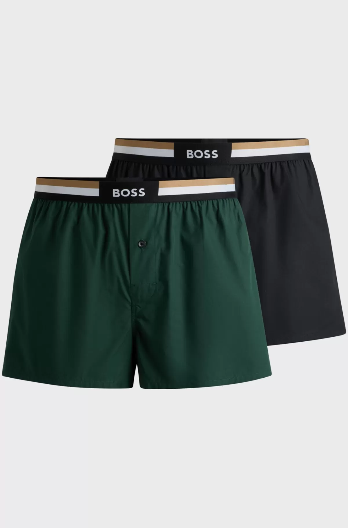 HUGO BOSS Pakke Med To Par Pyjamasshorts I Bomuld Med Signaturlinning Lysegrøn Online