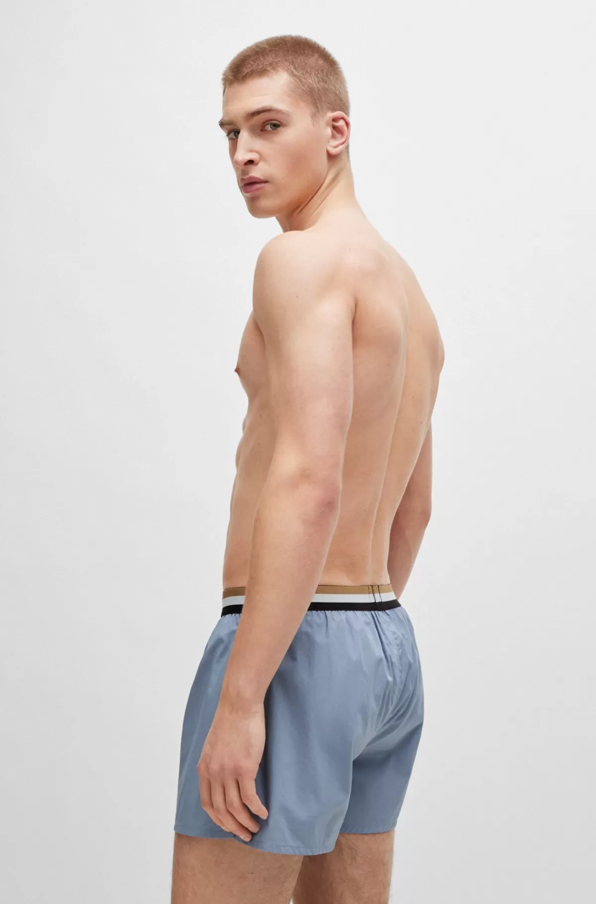 HUGO BOSS Pakke Med To Par Pyjamasshorts I Bomuld Med Signaturlinning Blå Discount
