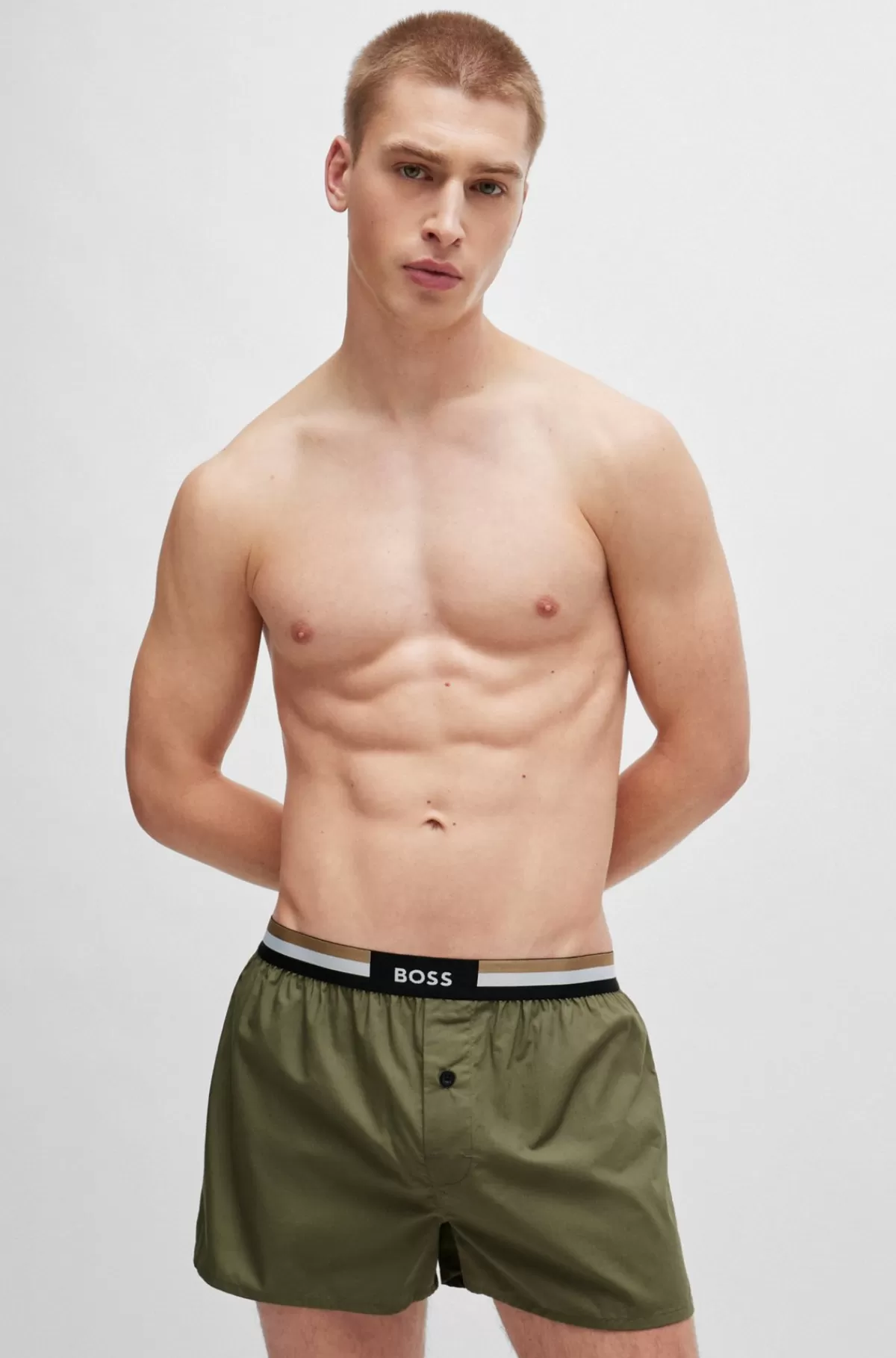 HUGO BOSS Pakke Med To Par Pyjamasshorts I Bomuld Med Signaturlinning Lysegrøn Online