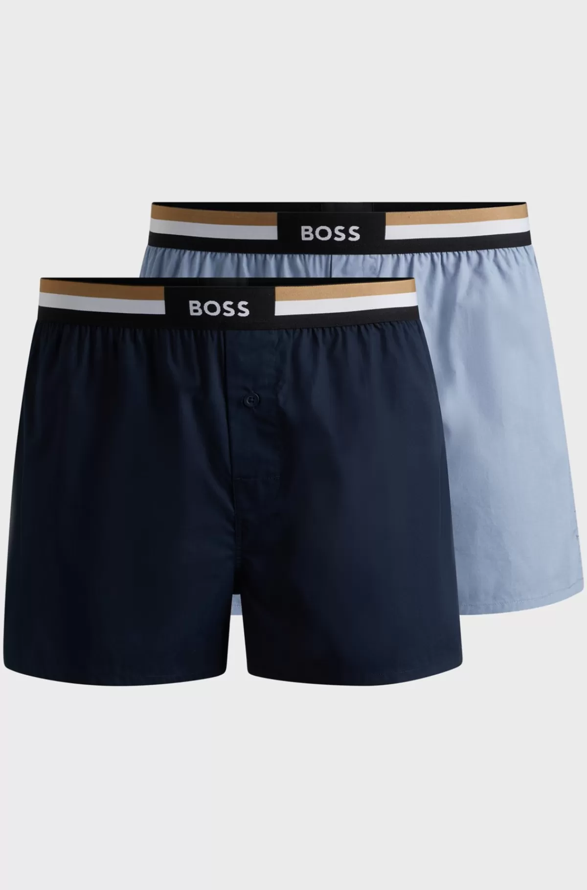 HUGO BOSS Pakke Med To Par Pyjamasshorts I Bomuld Med Signaturlinning Blå Discount