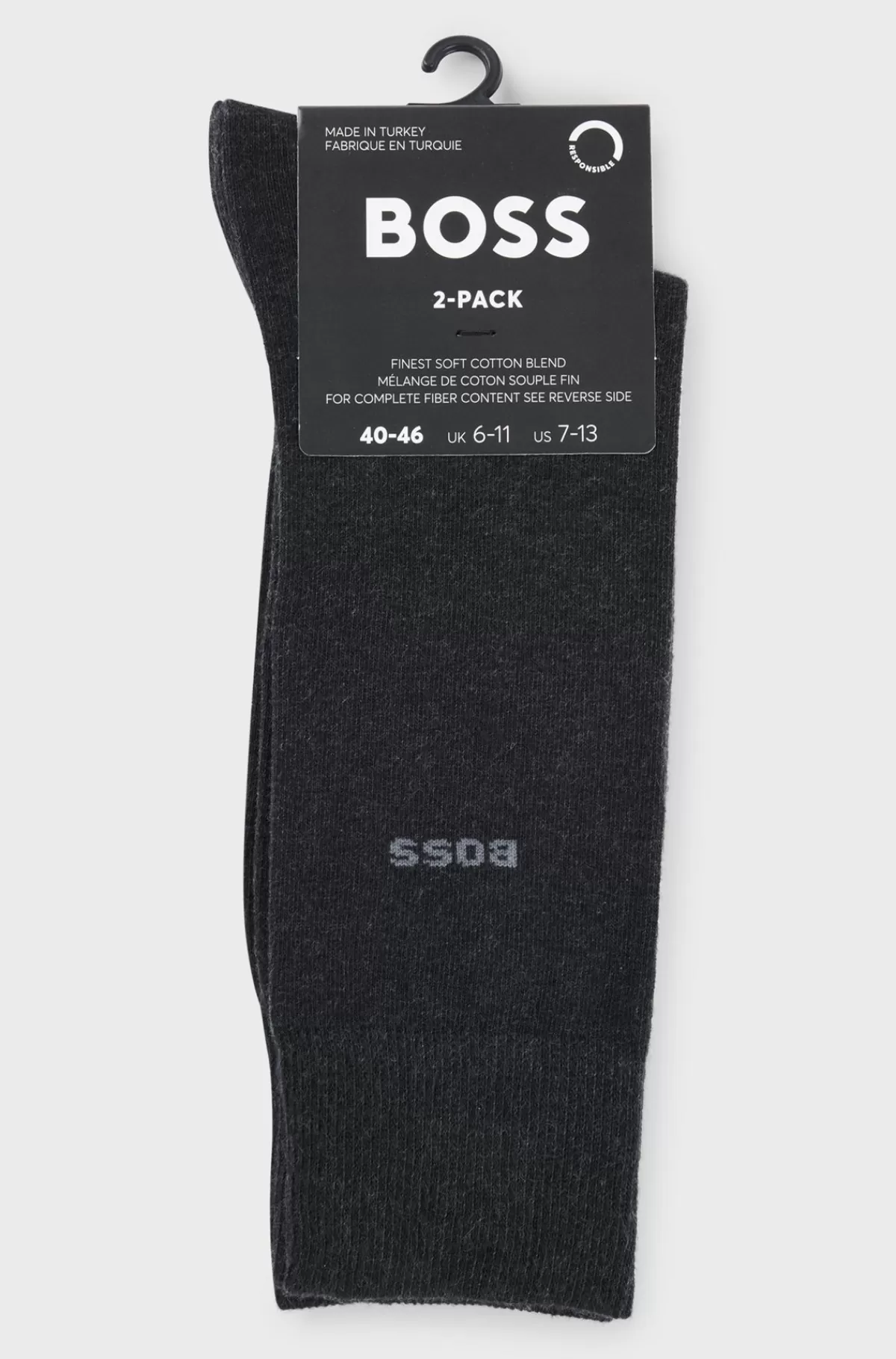HUGO BOSS Pakke Med To Par Sokker I Almindelig Længde I En Bomuldsblanding Mørkegrå Cheap