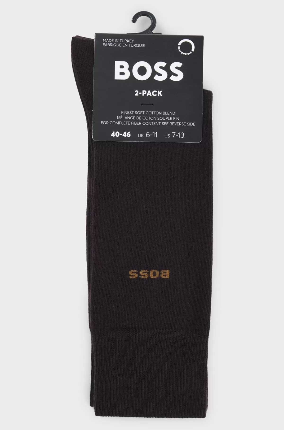 HUGO BOSS Pakke Med To Par Sokker I Almindelig Længde I En Bomuldsblanding Mørkebrun Sale
