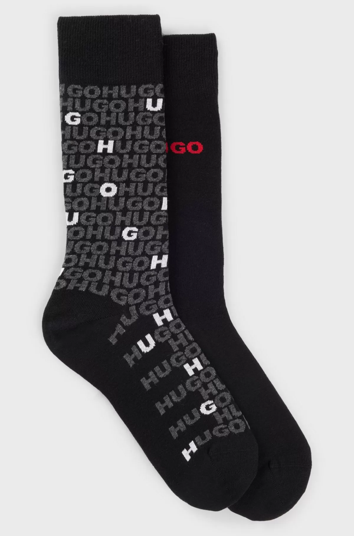 HUGO BOSS Pakke Med To Par Strømper I Almindelig Længde Med Logodetaljer Sort Discount