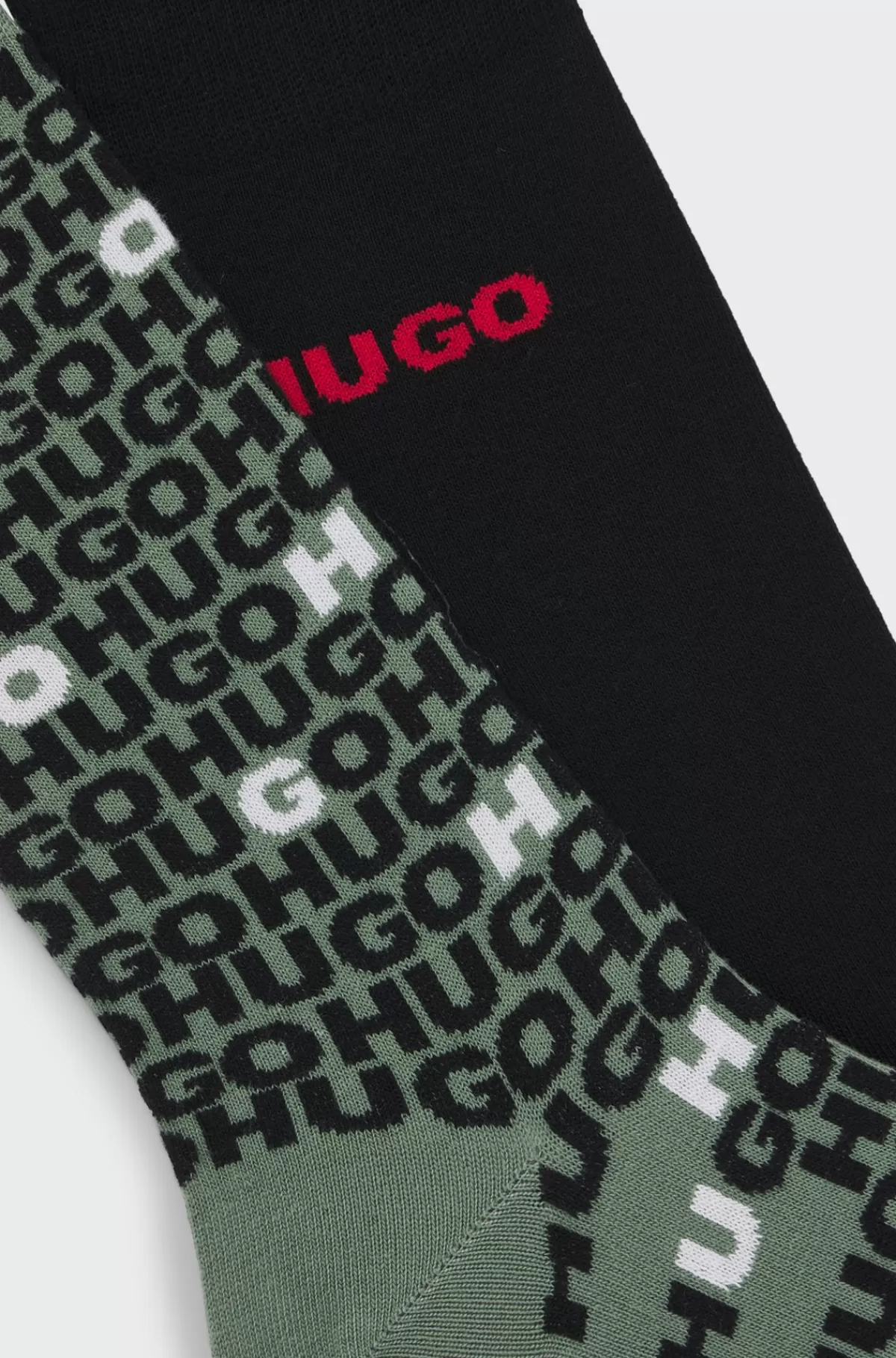 HUGO BOSS Pakke Med To Par Strømper I Almindelig Længde Med Logodetaljer Sort/grøn Best Sale