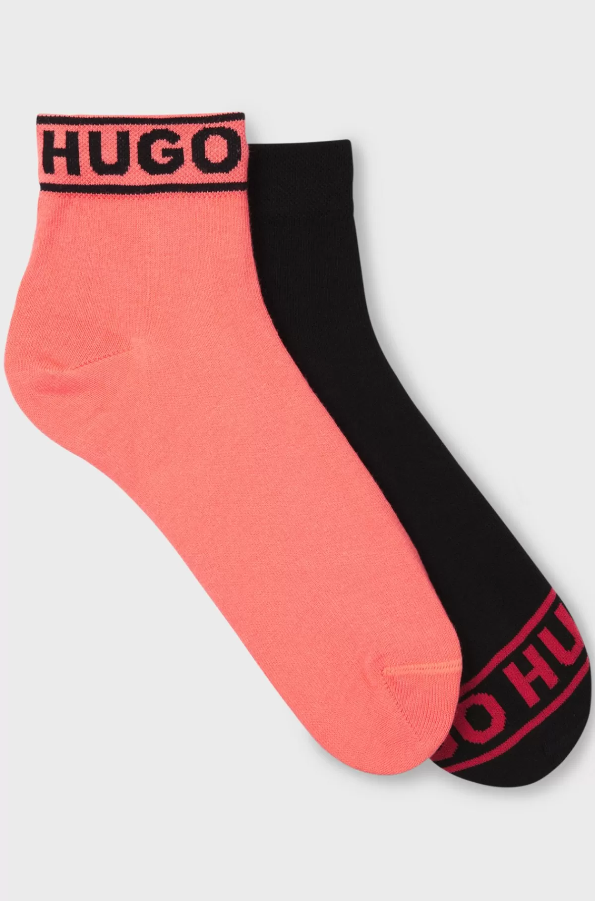 HUGO BOSS Pakke Med To Par Strømper I Kort Længde Med Logodetaljer Lyserød Fashion