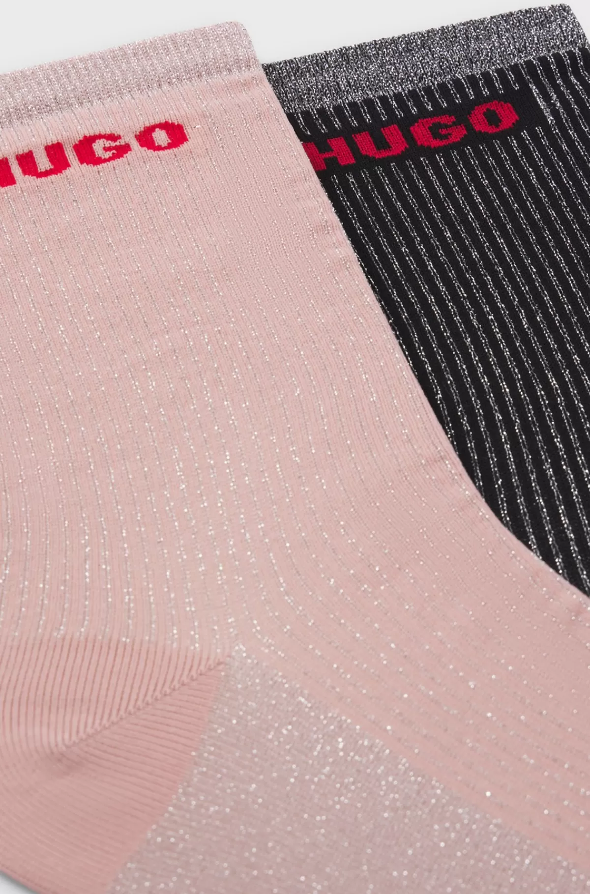 HUGO BOSS Pakke Med To Par Strømper I Kort Længde Med Logodetaljer Sort/pink Outlet