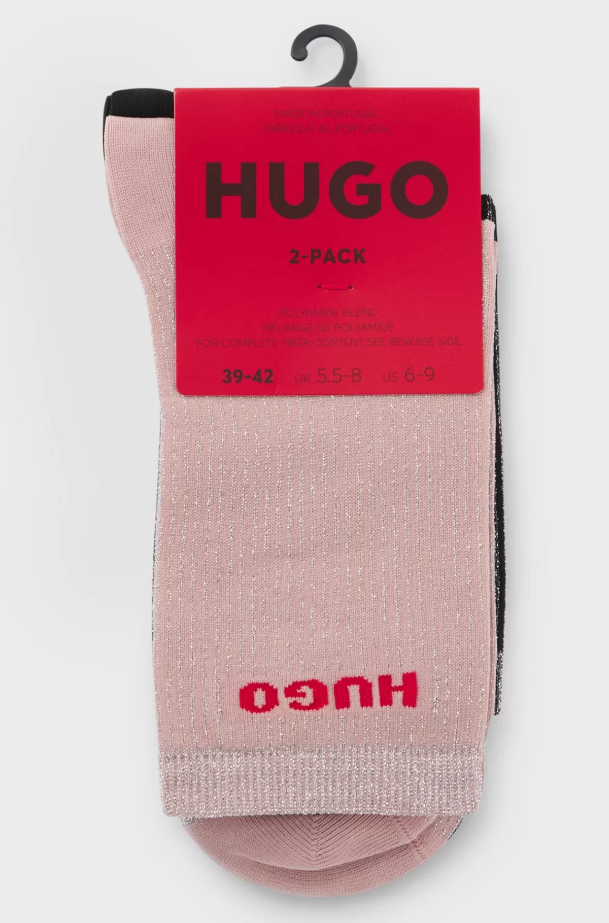 HUGO BOSS Pakke Med To Par Strømper I Kort Længde Med Logodetaljer Sort/pink Outlet