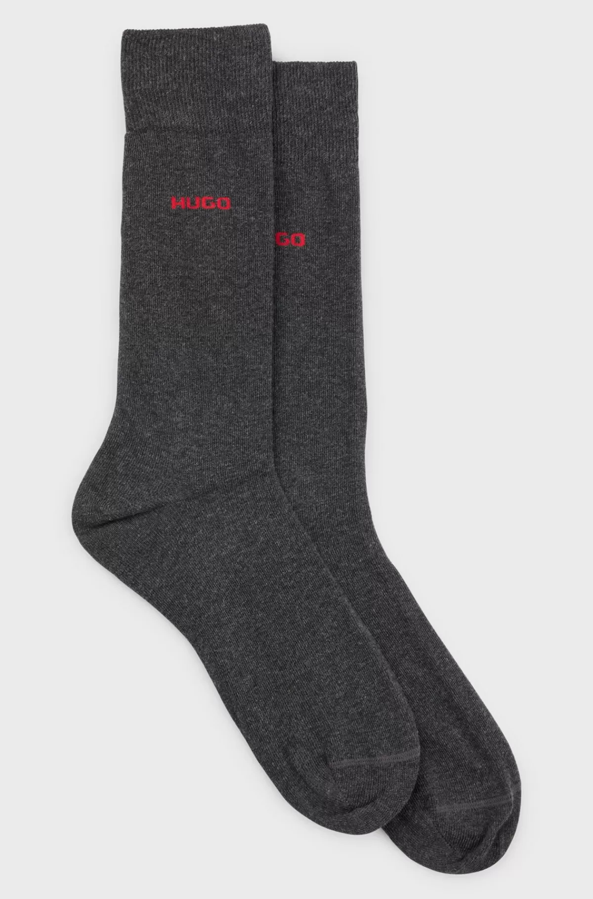 HUGO BOSS Pakke Med To Par Strømper I Stof Med Stræk I Almindelig Længde Mørkegrå Outlet