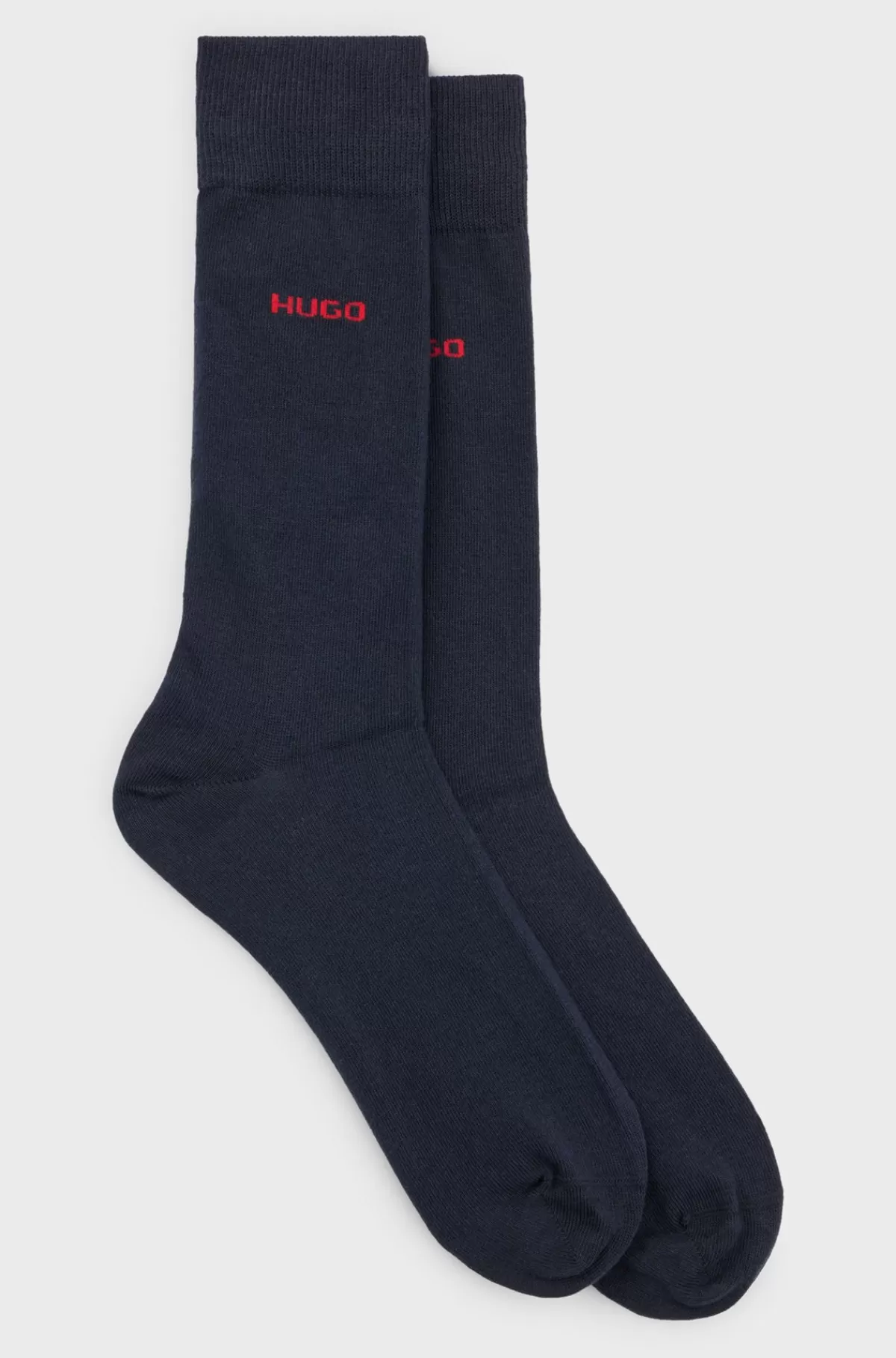 HUGO BOSS Pakke Med To Par Strømper I Stof Med Stræk I Almindelig Længde Mørkeblå Store