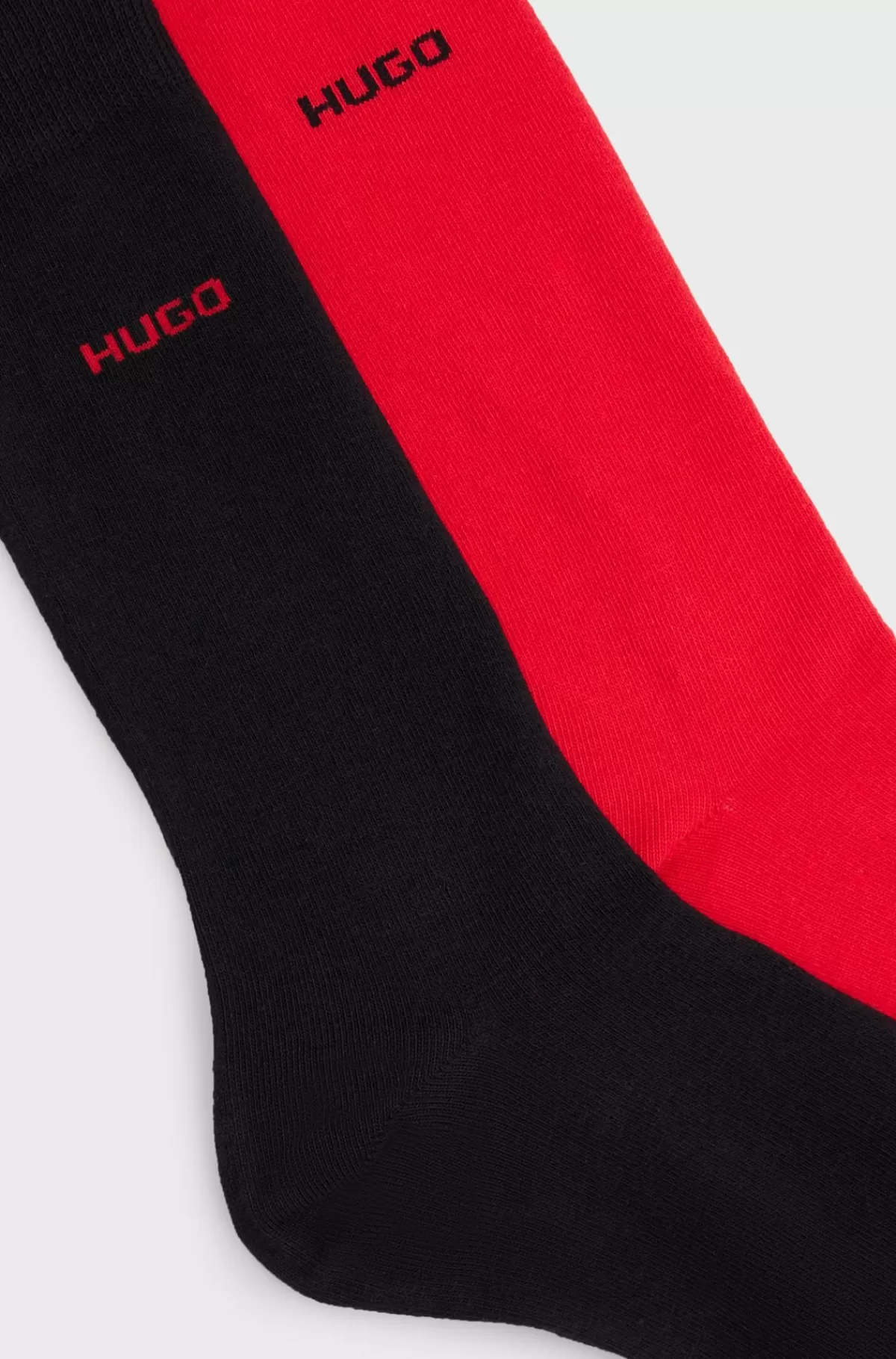 HUGO BOSS Pakke Med To Par Strømper I Stof Med Stræk I Almindelig Længde Sort/rød Discount