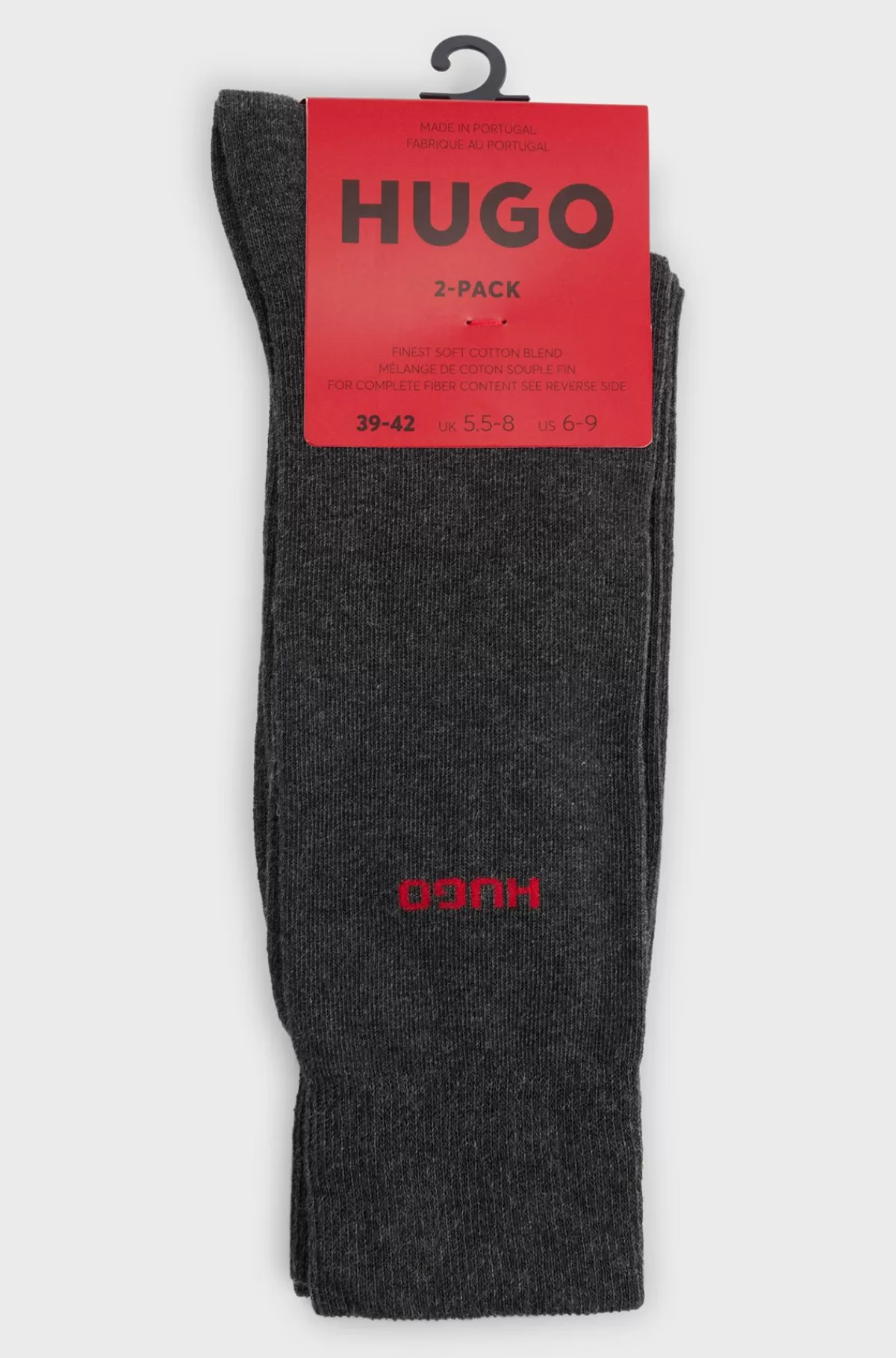HUGO BOSS Pakke Med To Par Strømper I Stof Med Stræk I Almindelig Længde Mørkegrå Outlet
