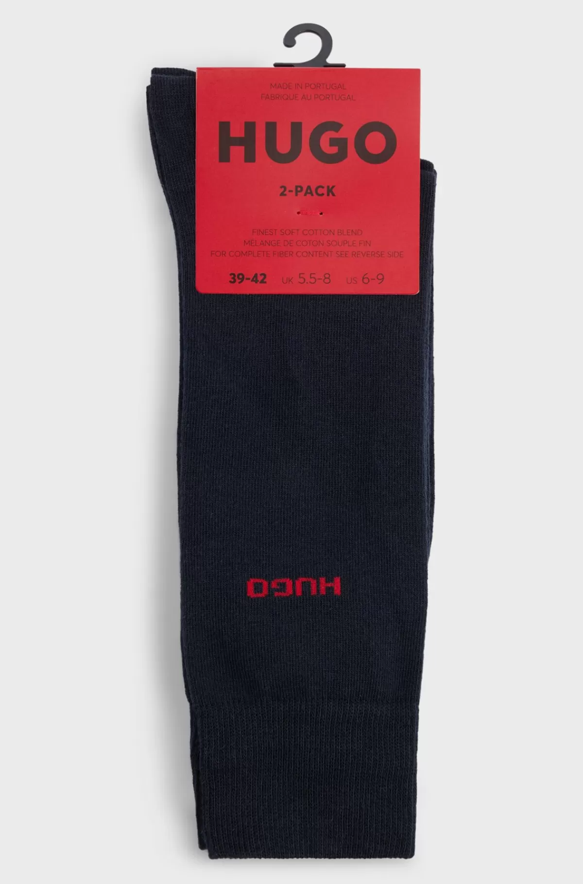 HUGO BOSS Pakke Med To Par Strømper I Stof Med Stræk I Almindelig Længde Mørkeblå Store