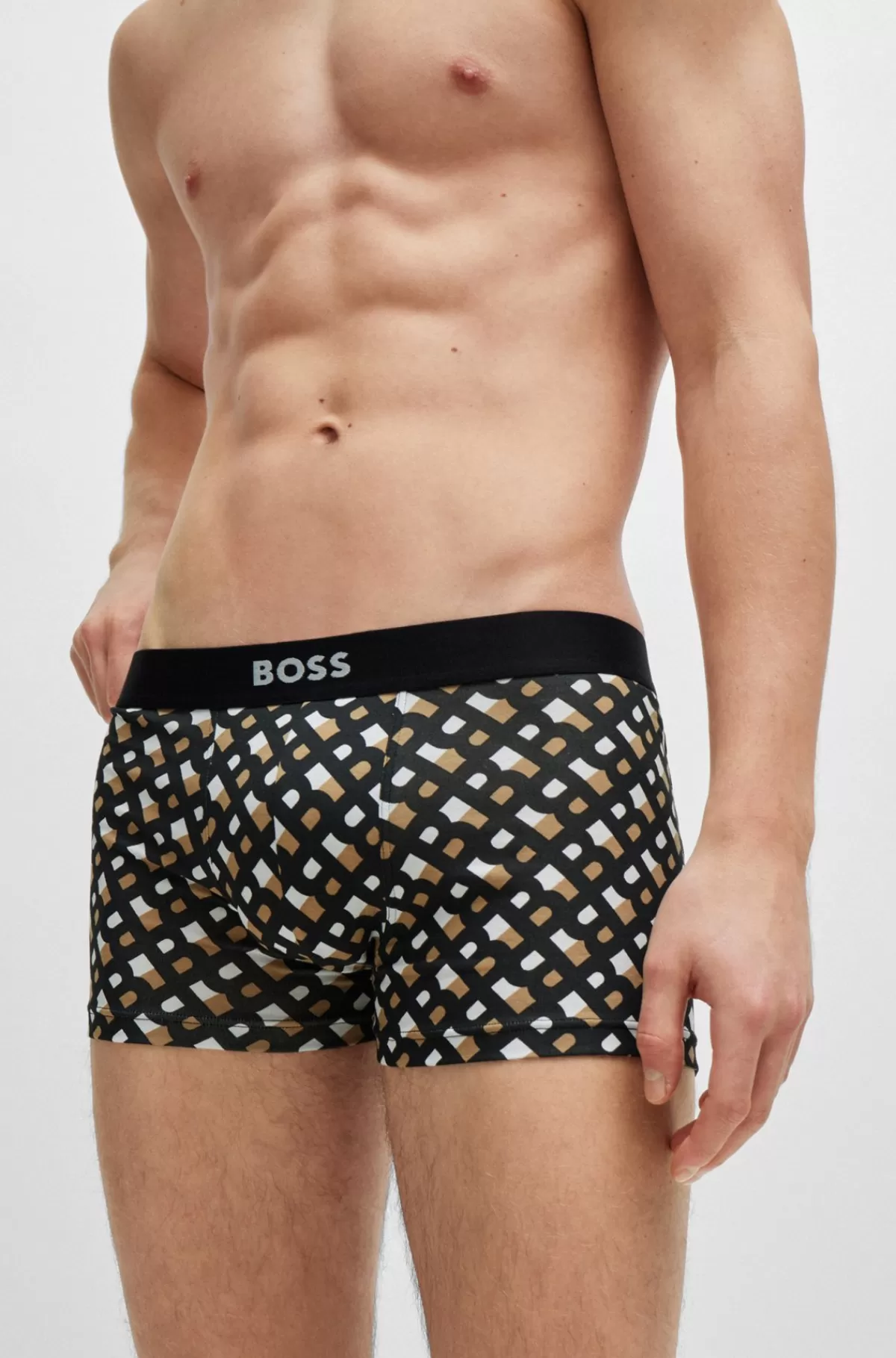 HUGO BOSS Pakke Med To Par Underbukser I Bomuld Med Stræk Og Linning Med Logo Sort/hvid/beige Shop