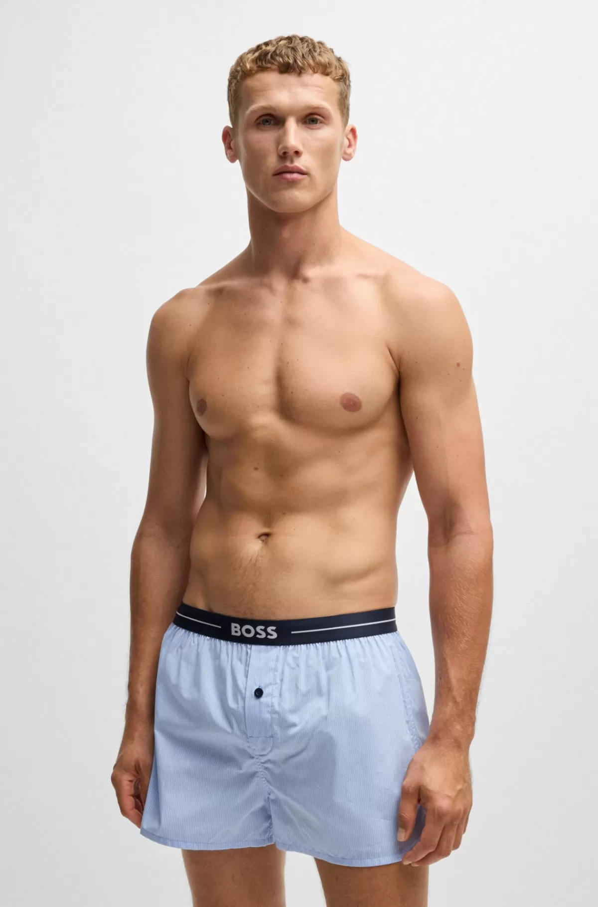 HUGO BOSS Pakke Med To Pyjamasshorts I Bomuld Med Logo-linning Lyseblå Discount