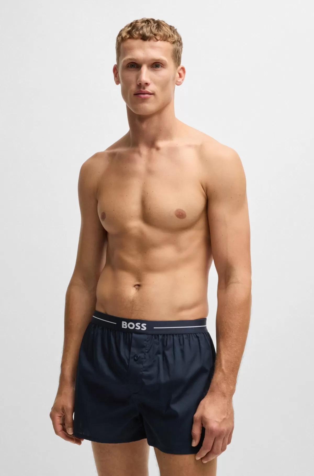 HUGO BOSS Pakke Med To Pyjamasshorts I Bomuld Med Logo-linning Mørkeblå Sale