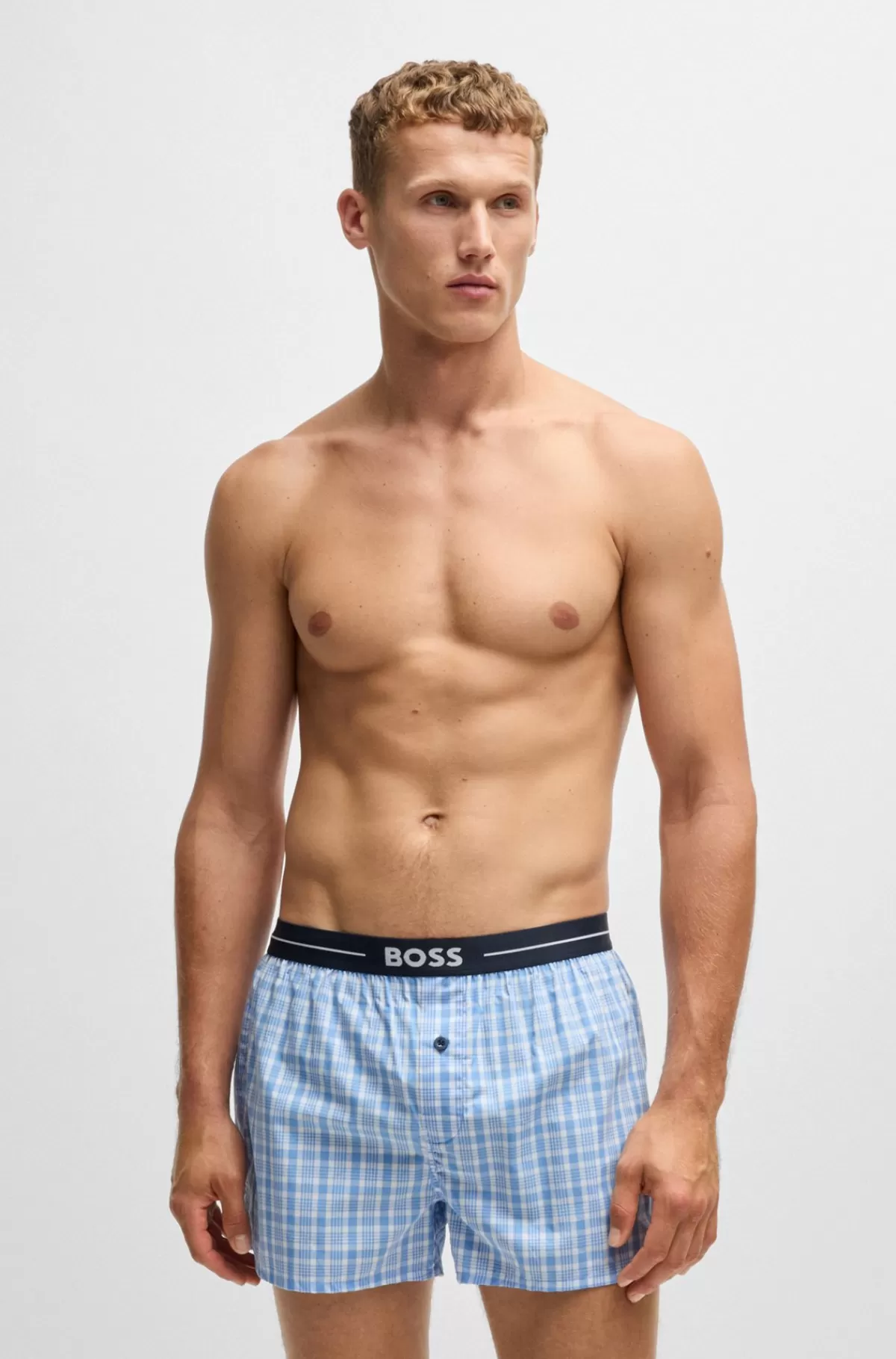 HUGO BOSS Pakke Med To Pyjamasshorts I Bomuld Med Logo-linning Lyseblå Discount