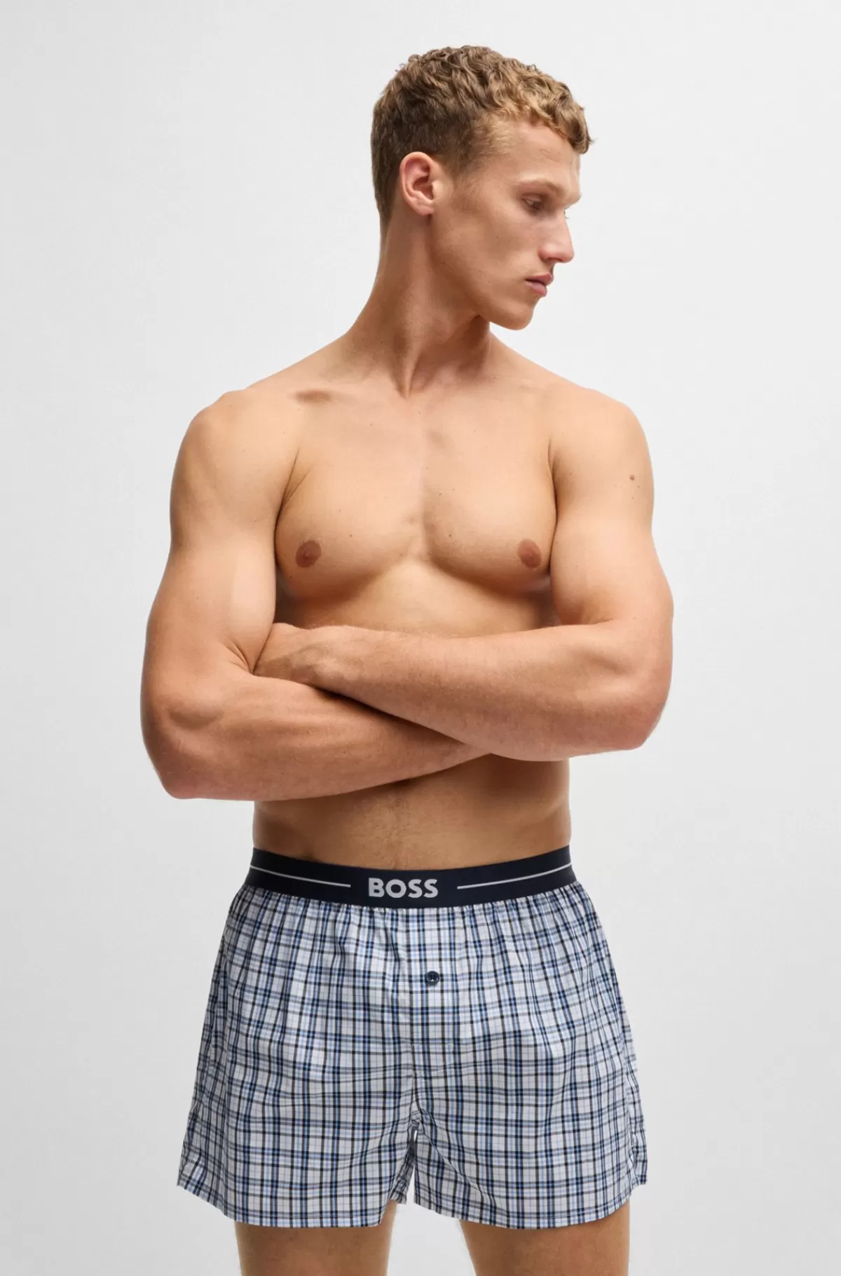 HUGO BOSS Pakke Med To Pyjamasshorts I Bomuld Med Logo-linning Mørkeblå Sale
