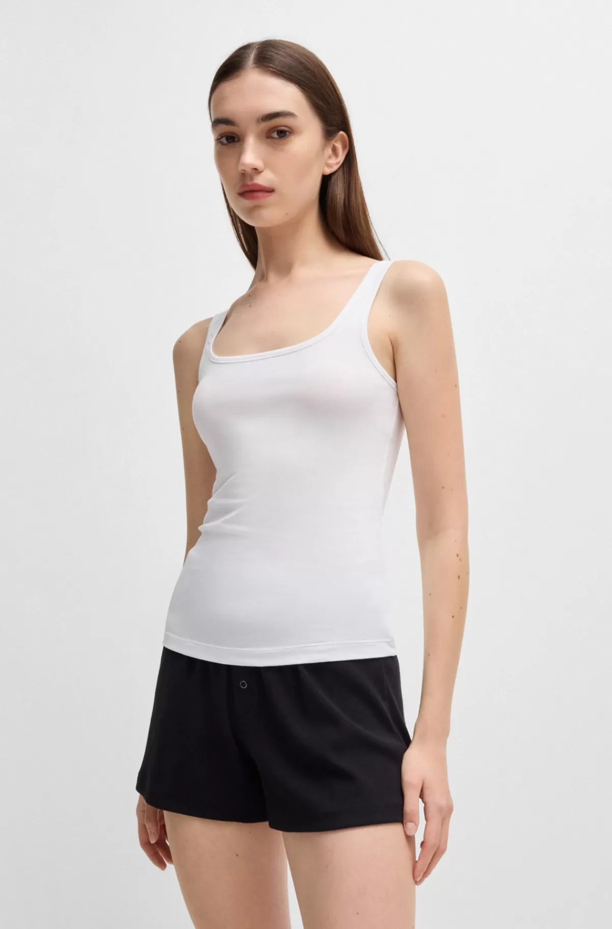 HUGO BOSS Pakke Med To Toppe I Bomuld Med Stræk Og Logoprint Hvid Shop
