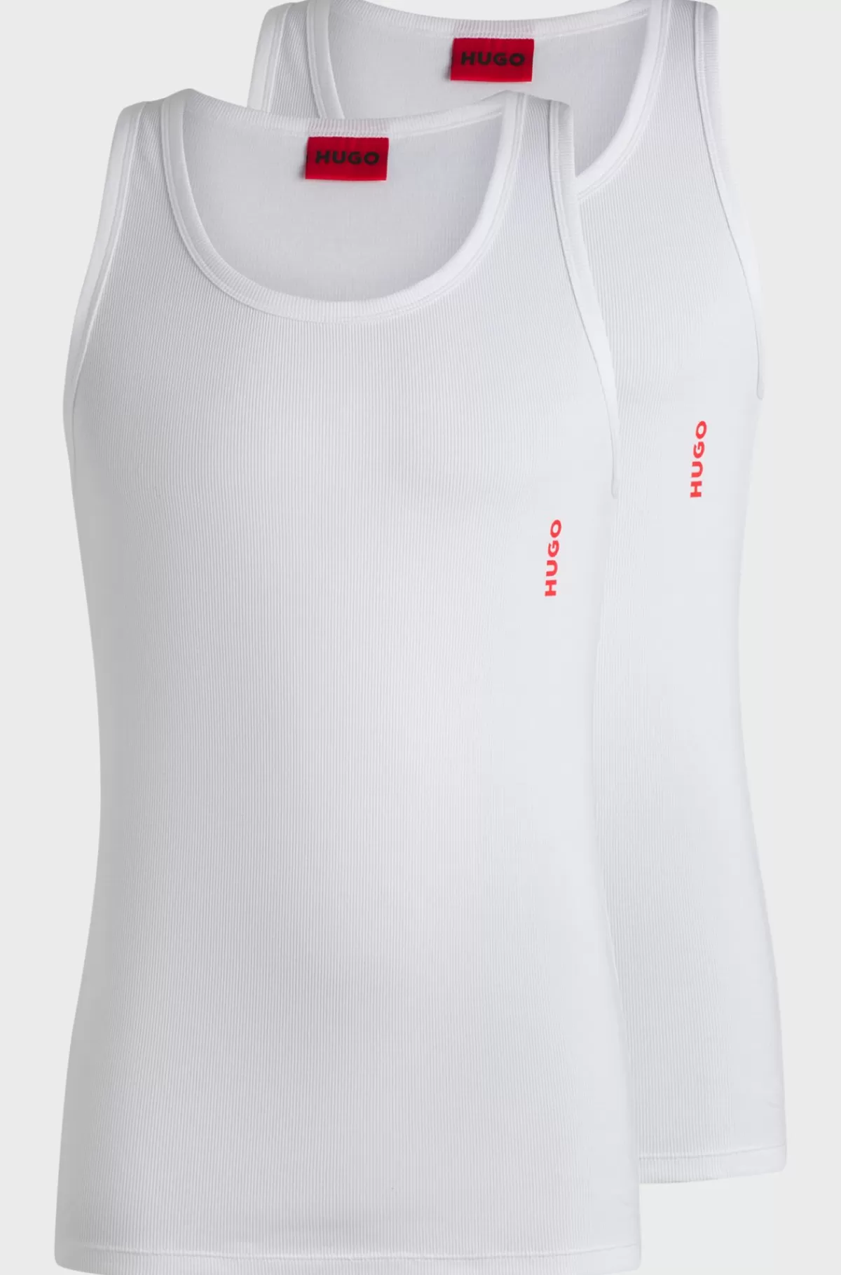 HUGO BOSS Pakke Med To Toppe I Bomuld Med Stræk Og Logoprint Hvid Discount