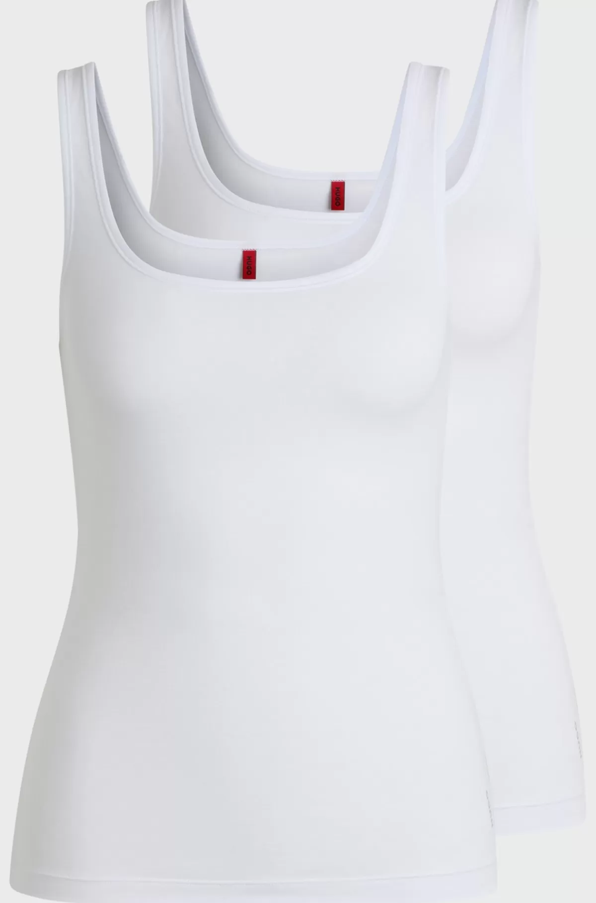 HUGO BOSS Pakke Med To Toppe I Bomuld Med Stræk Og Logoprint Hvid Shop