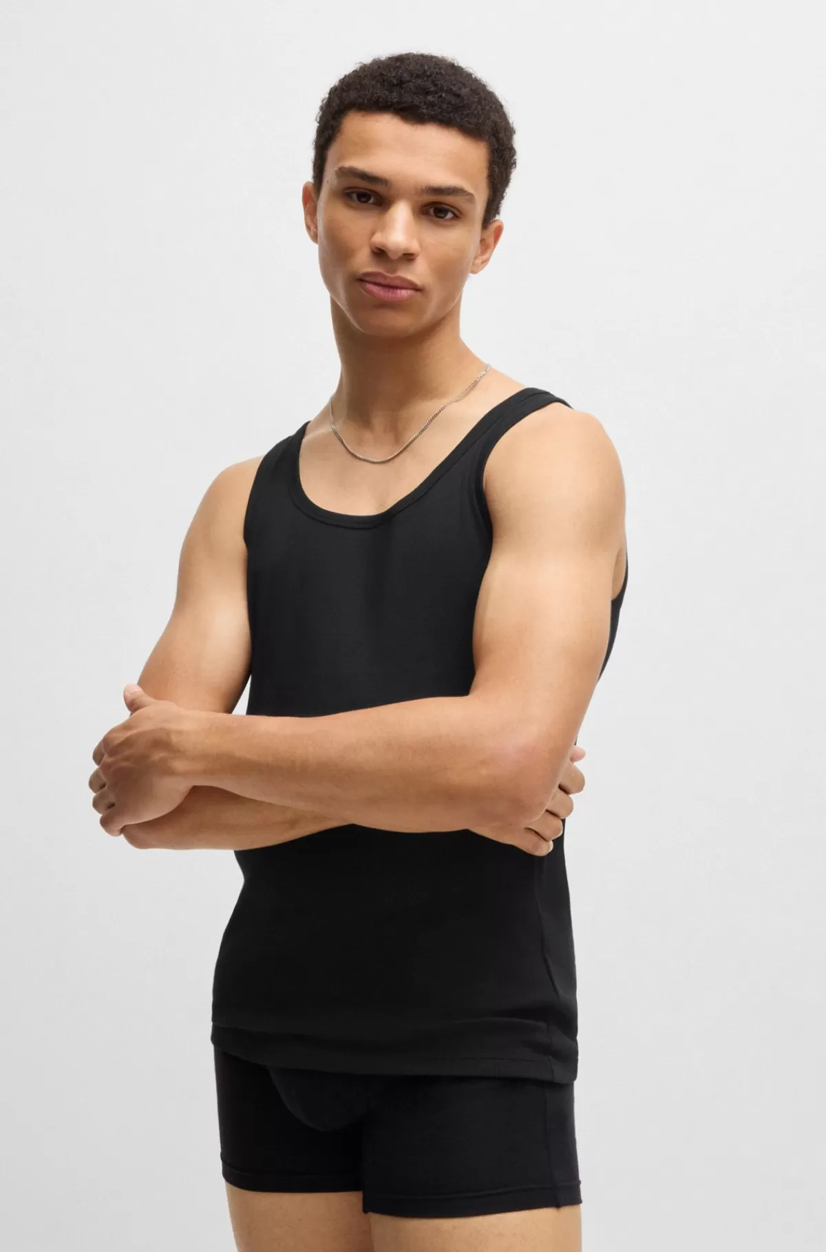 HUGO BOSS Pakke Med To Toppe I Bomuld Med Stræk Og Logoprint Sort Online