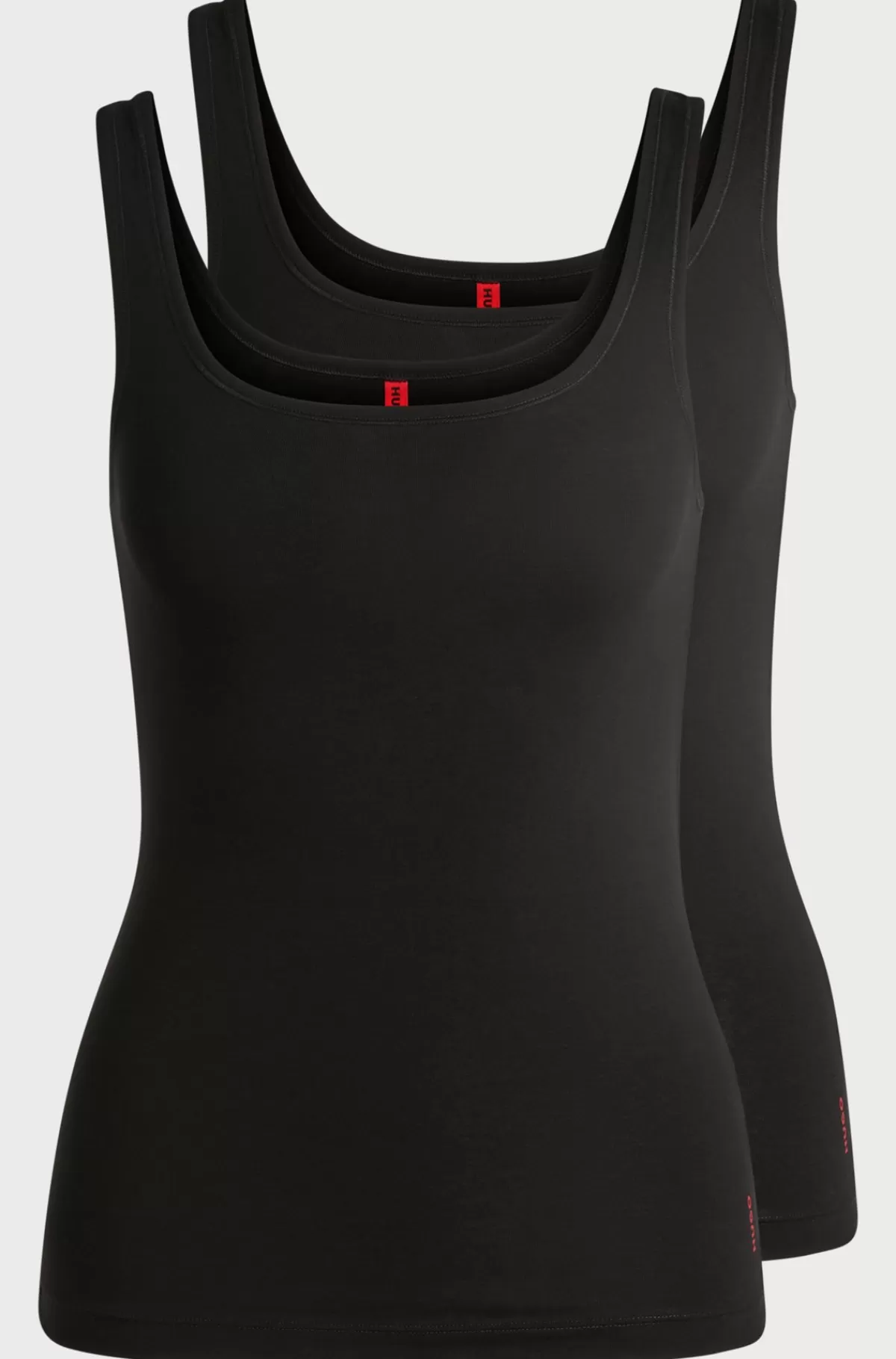 HUGO BOSS Pakke Med To Toppe I Bomuld Med Stræk Og Logoprint Sort Fashion