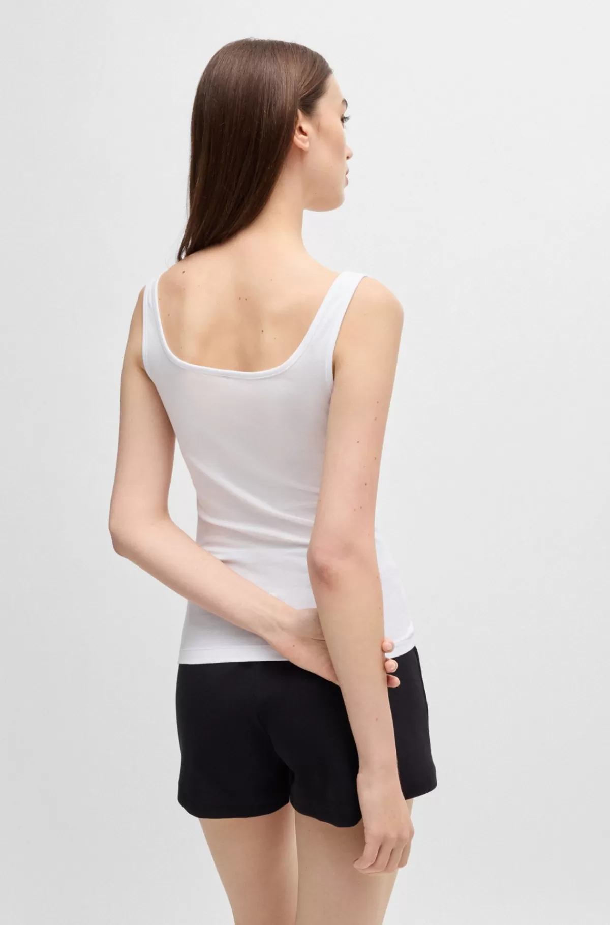 HUGO BOSS Pakke Med To Toppe I Bomuld Med Stræk Og Logoprint Hvid Shop