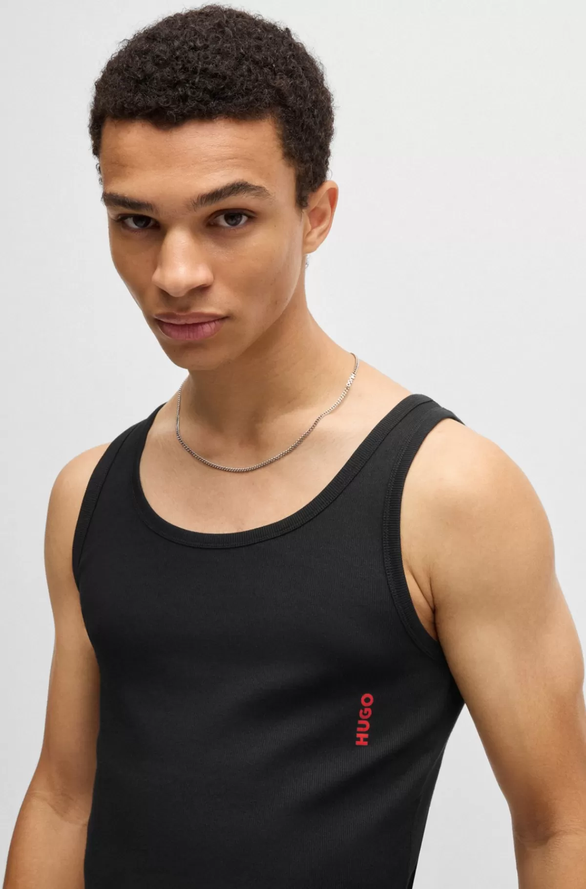 HUGO BOSS Pakke Med To Toppe I Bomuld Med Stræk Og Logoprint Sort Online