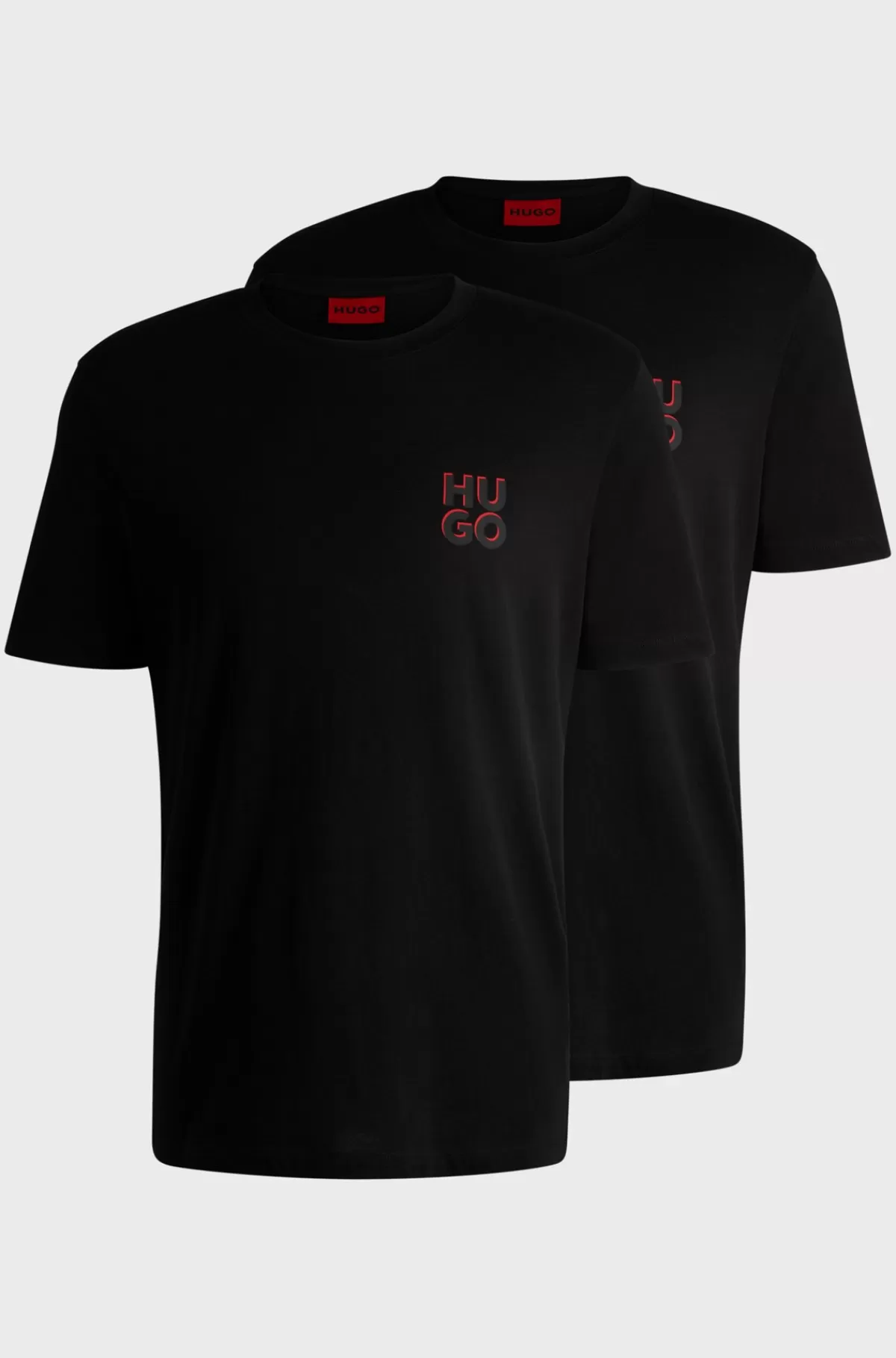 HUGO BOSS Pakke Med To T-shirts I Bomuld Med Stablede Logoer Sort Cheap