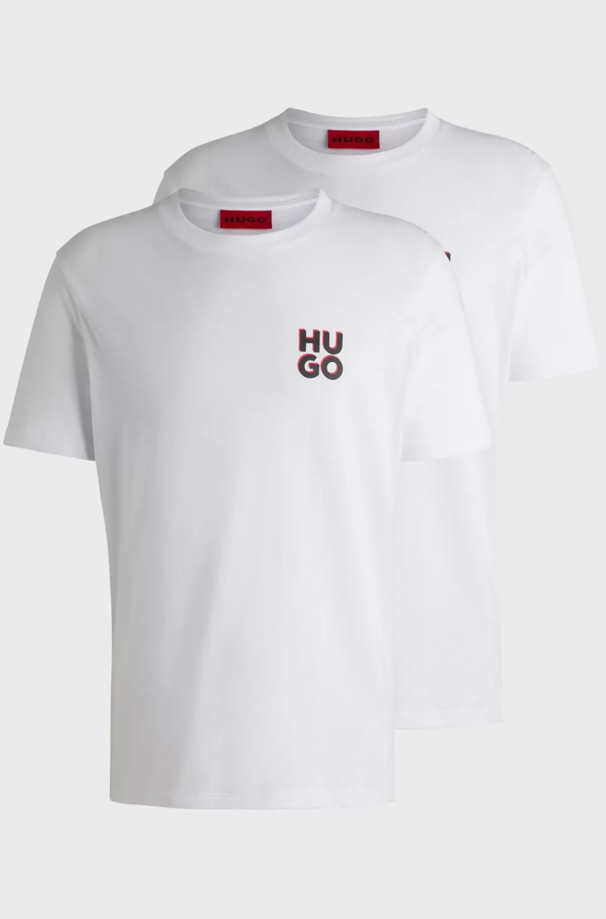 HUGO BOSS Pakke Med To T-shirts I Bomuld Med Stablede Logoer Hvid Hot