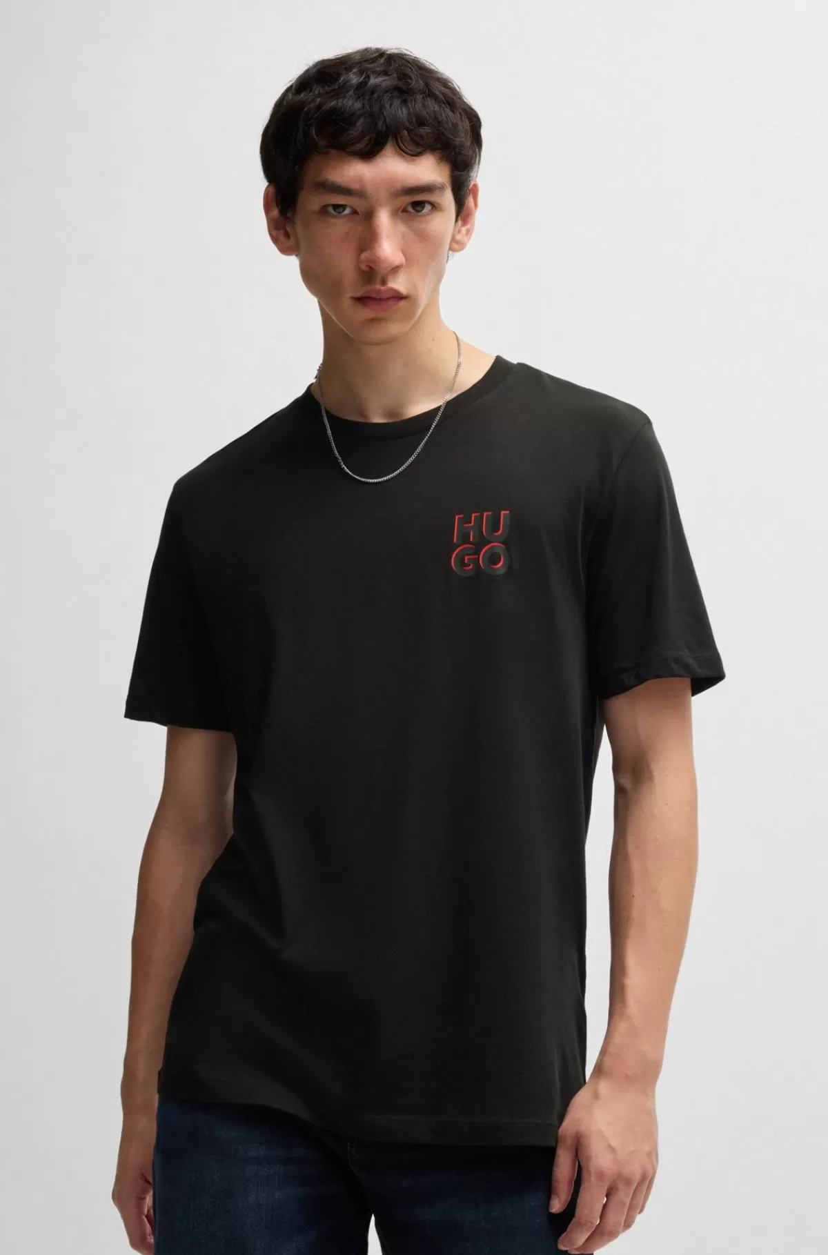 HUGO BOSS Pakke Med To T-shirts I Bomuld Med Stablede Logoer Sort Cheap