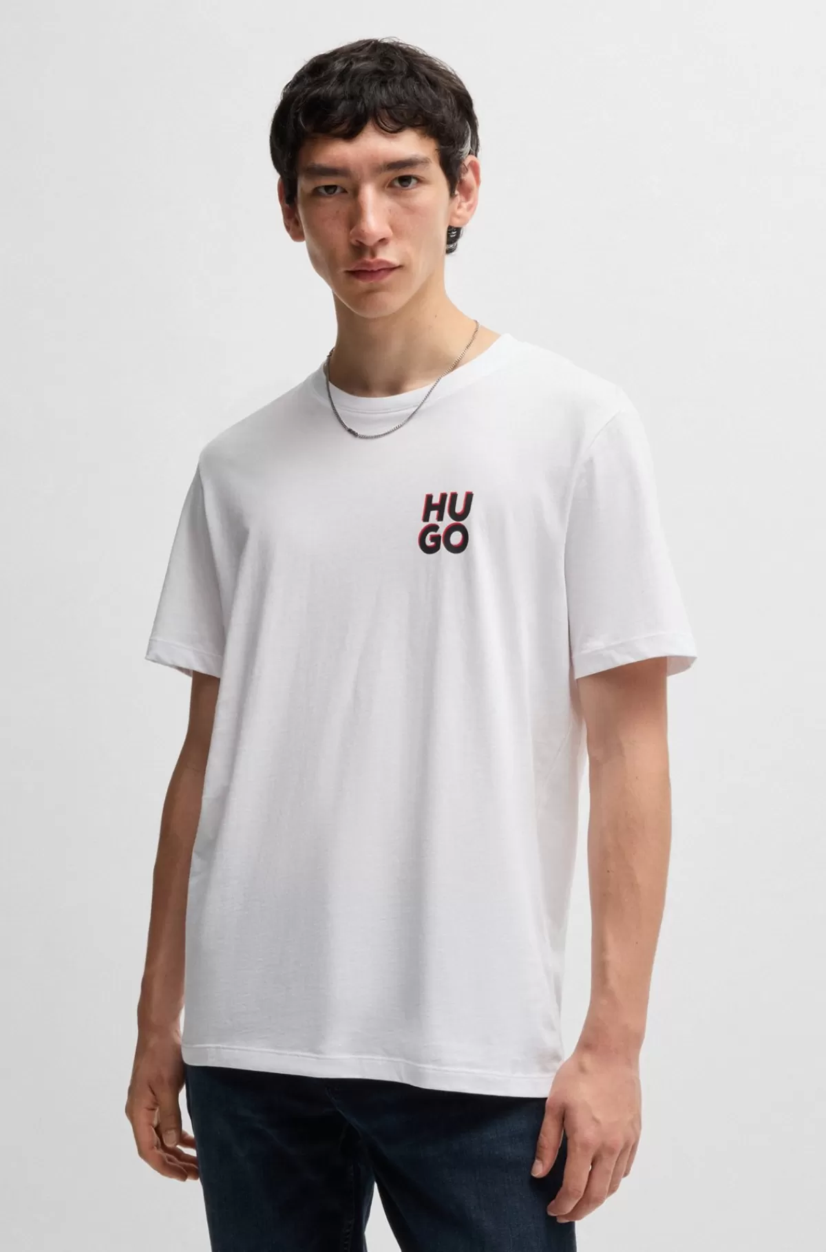 HUGO BOSS Pakke Med To T-shirts I Bomuld Med Stablede Logoer Hvid Hot