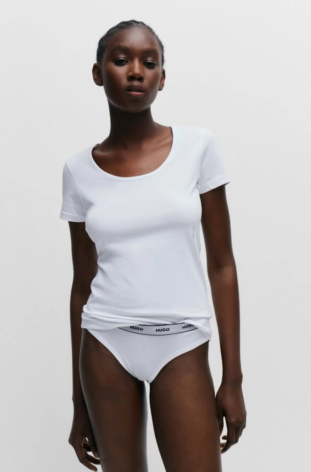 HUGO BOSS Pakke Med To T-shirts I Bomuld Med Stræk Og Logo Hvid Discount