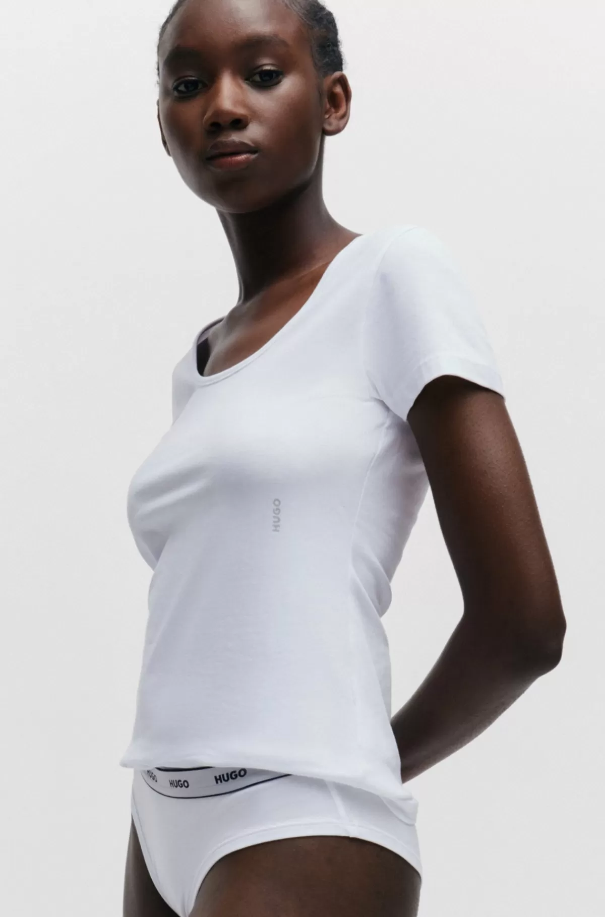 HUGO BOSS Pakke Med To T-shirts I Bomuld Med Stræk Og Logo Hvid Discount