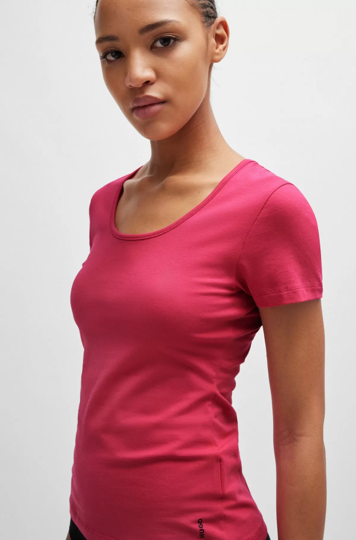 HUGO BOSS Pakke Med To T-shirts I Bomuld Med Stræk Og Logo Sort/rød Sale
