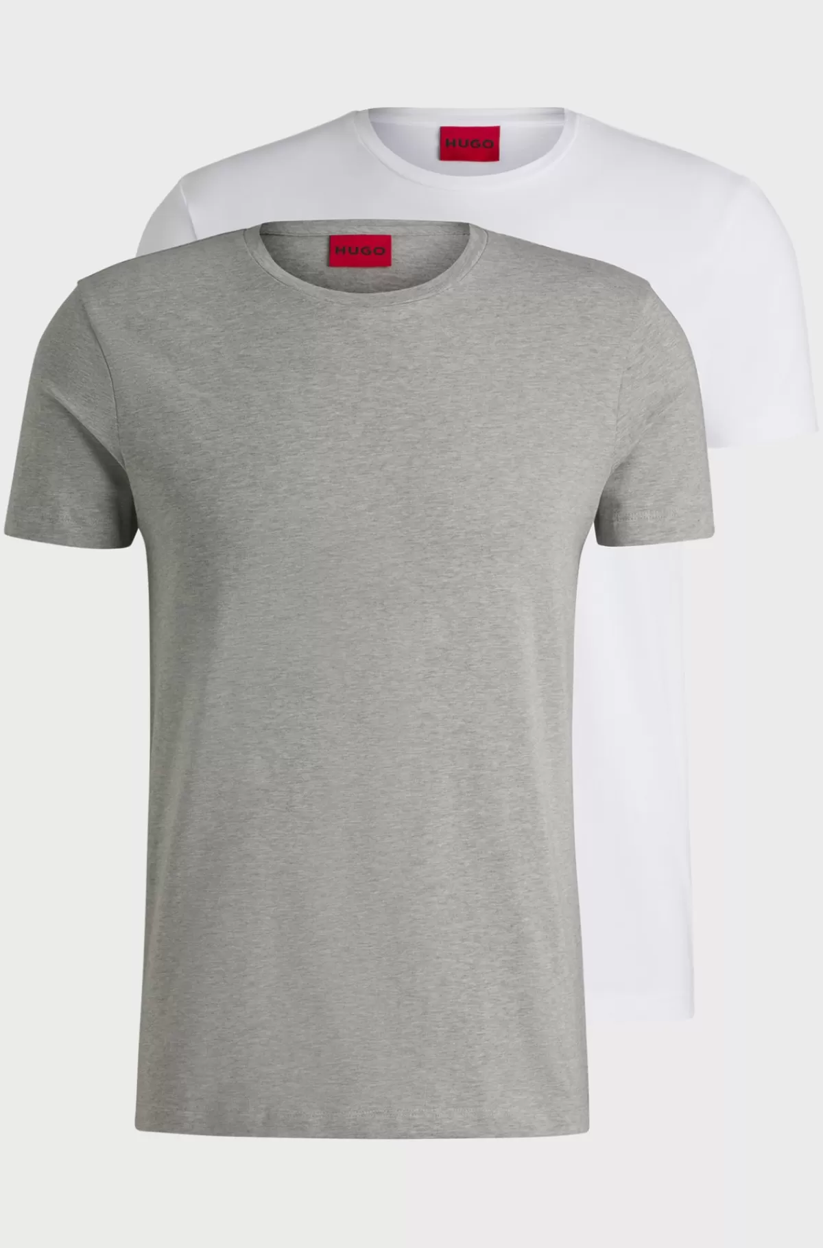 HUGO BOSS Pakke Med To T-shirts I Bomuld Med Stræk Og Med Slim Fit Hvid / Lysegrå Discount