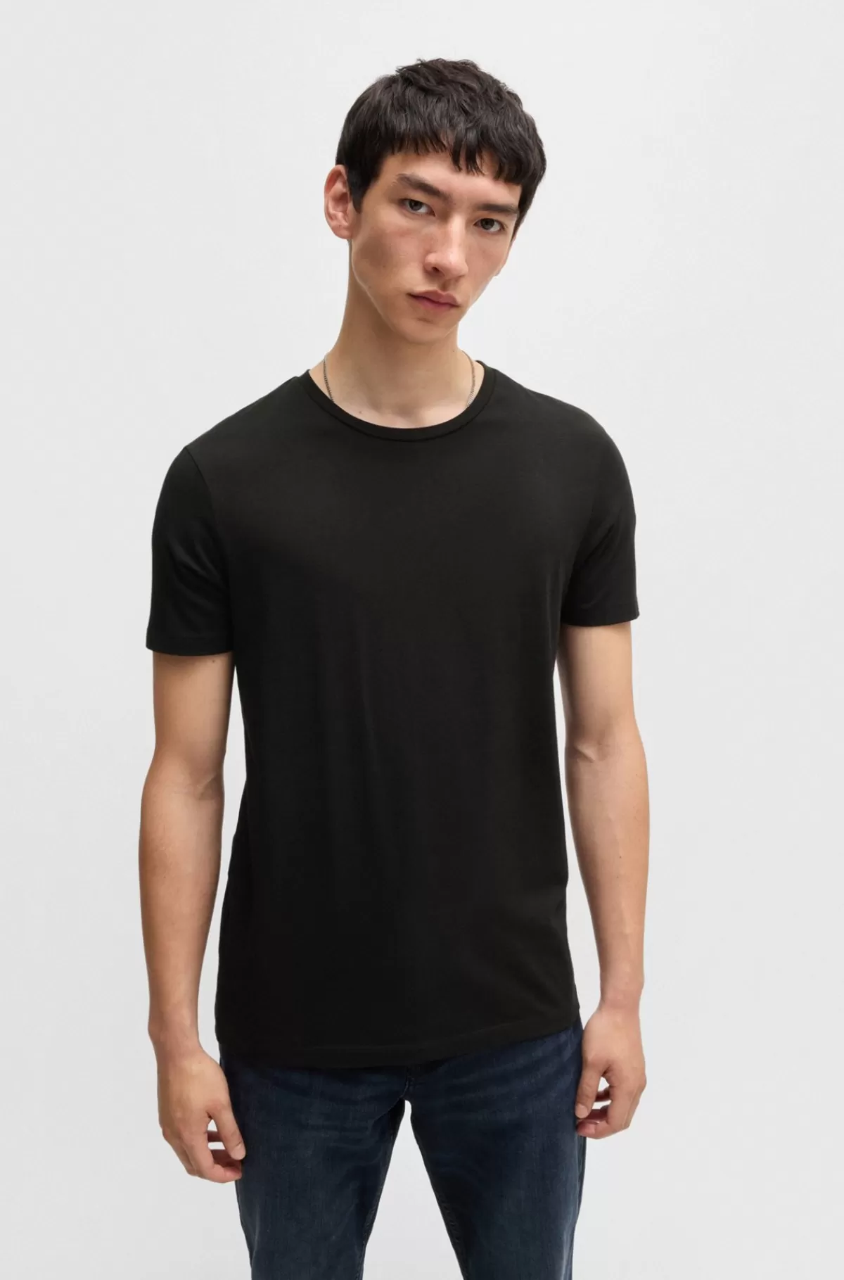 HUGO BOSS Pakke Med To T-shirts I Bomuld Med Stræk Og Med Slim Fit Sort Sale