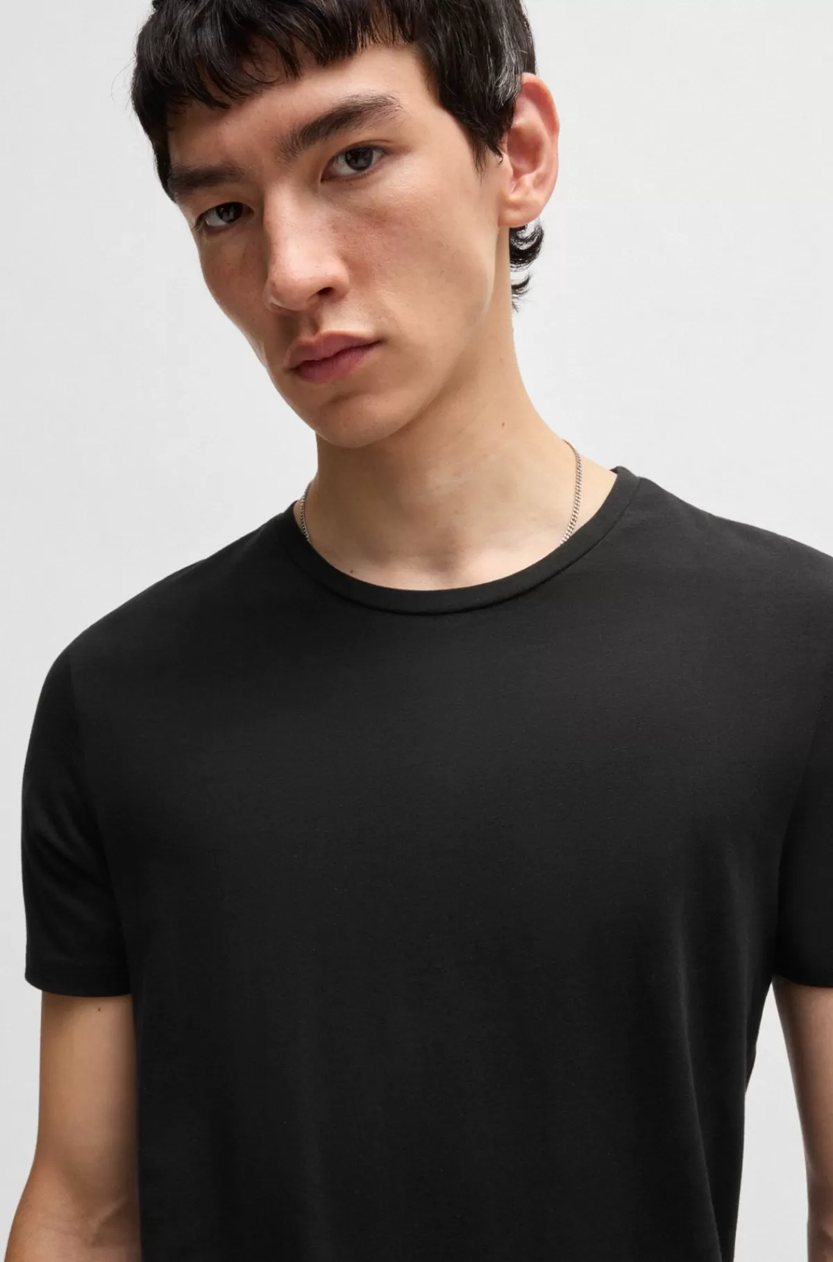 HUGO BOSS Pakke Med To T-shirts I Bomuld Med Stræk Og Med Slim Fit Sort Sale