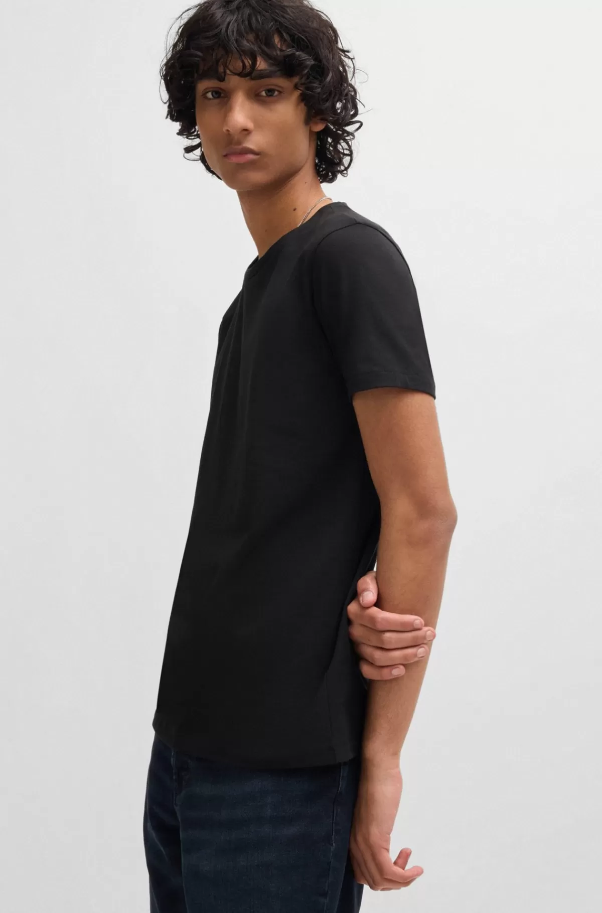HUGO BOSS Pakke Med To T-shirts I Bomuld Med Stræk Og Med Slim Fit Hvid/sort Sale