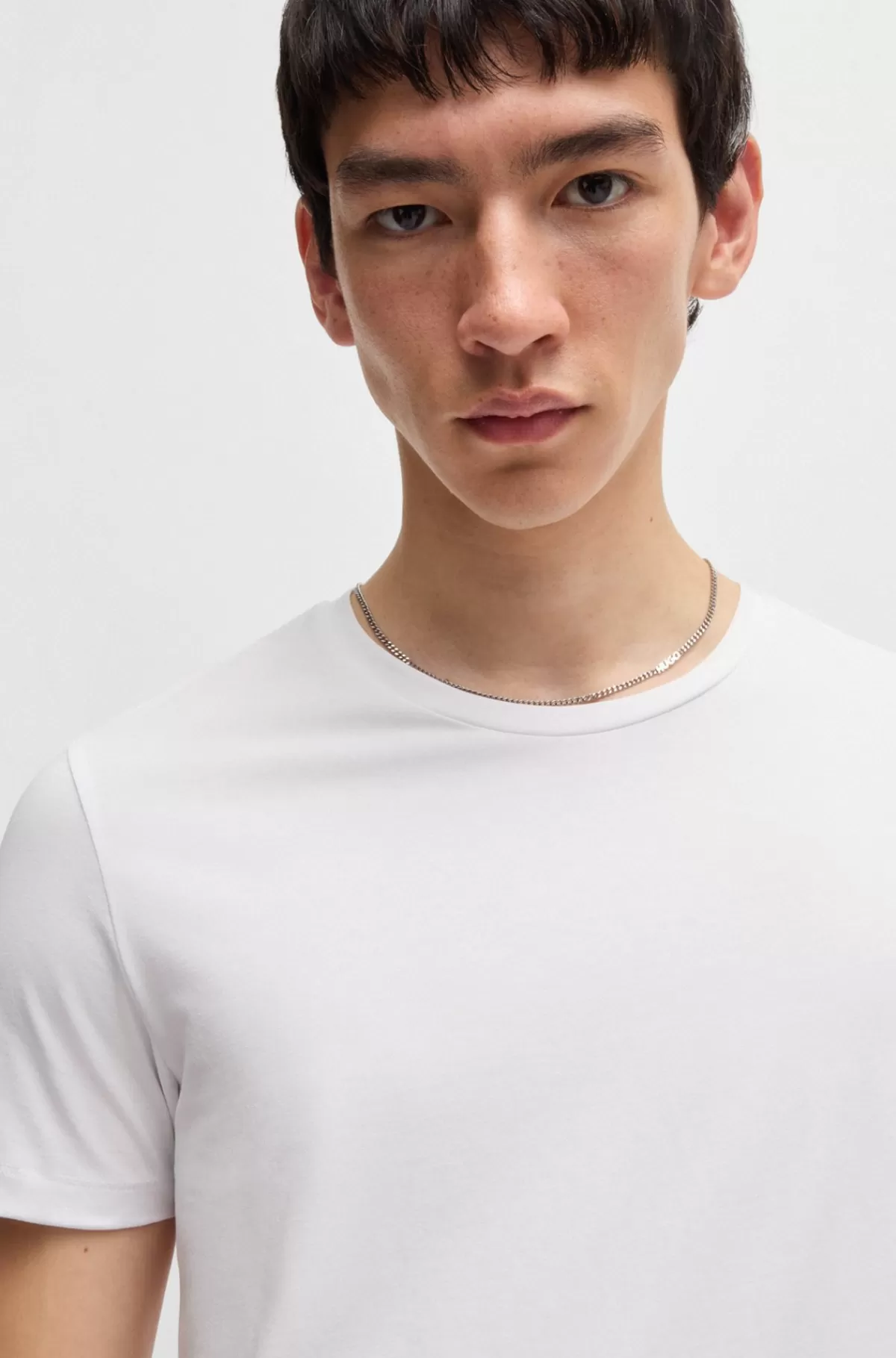 HUGO BOSS Pakke Med To T-shirts I Bomuld Med Stræk Og Med Slim Fit Hvid New